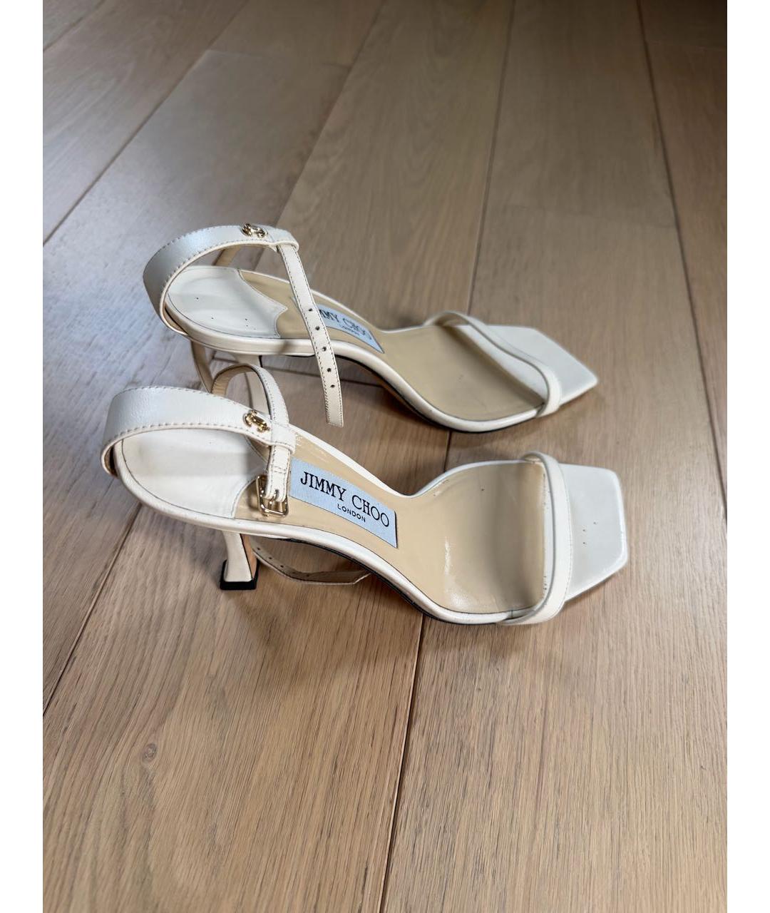 JIMMY CHOO Белые кожаные босоножки, фото 5