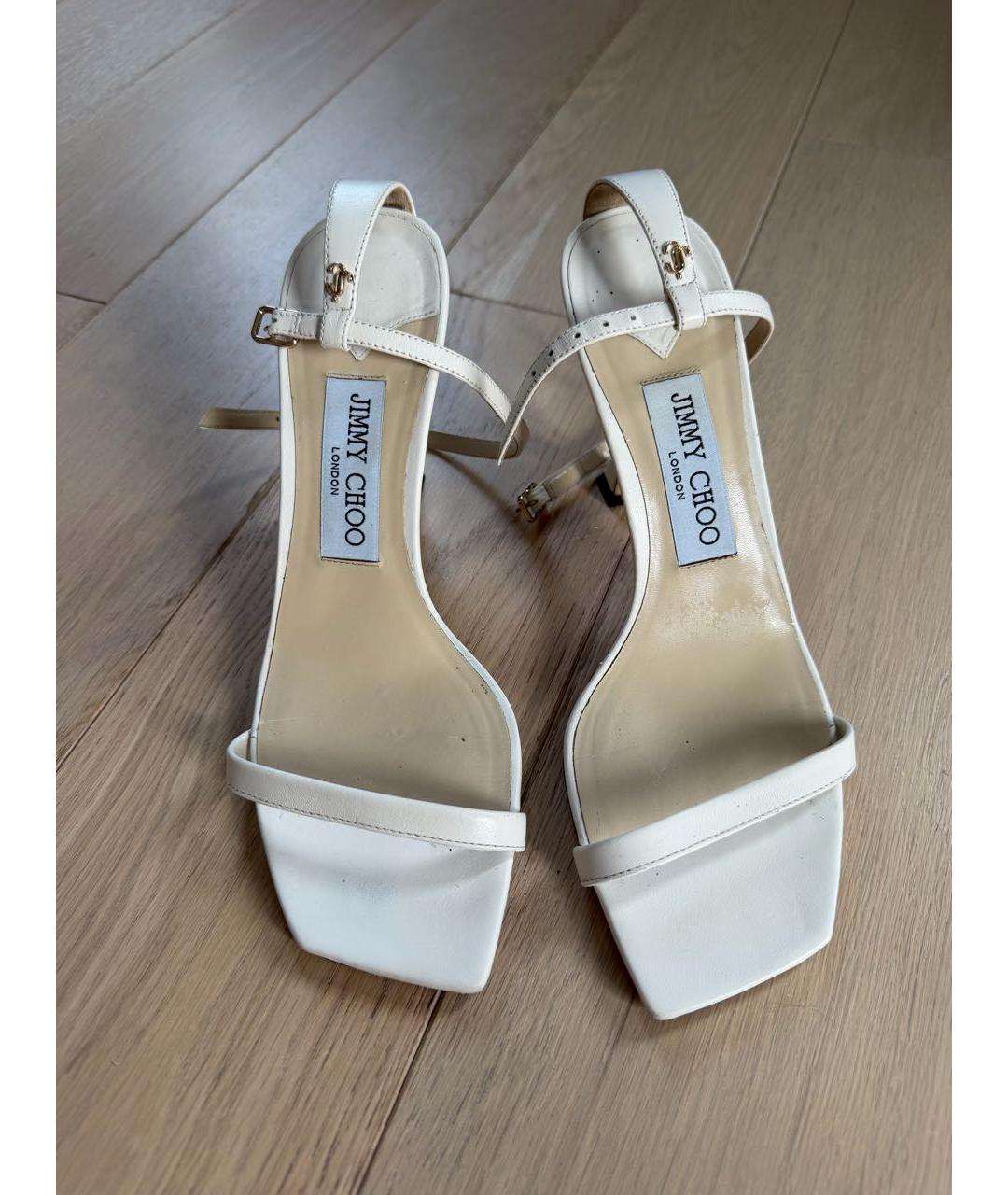 JIMMY CHOO Белые кожаные босоножки, фото 3