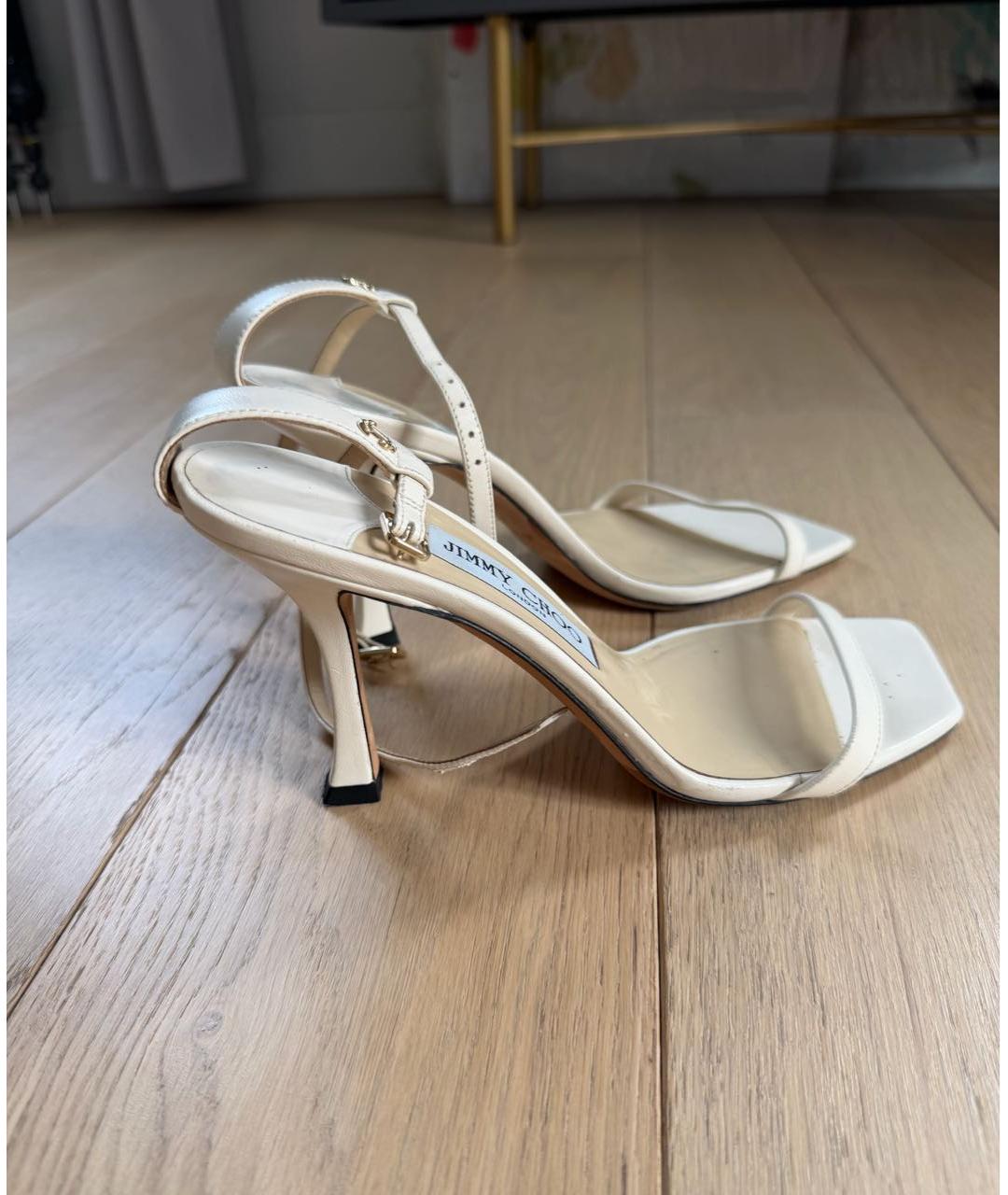 JIMMY CHOO Белые кожаные босоножки, фото 6