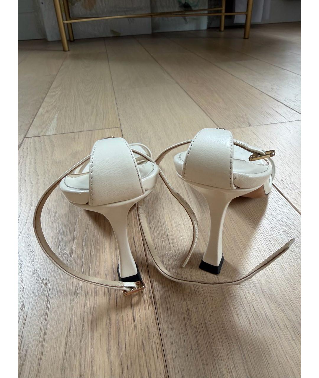 JIMMY CHOO Белые кожаные босоножки, фото 4