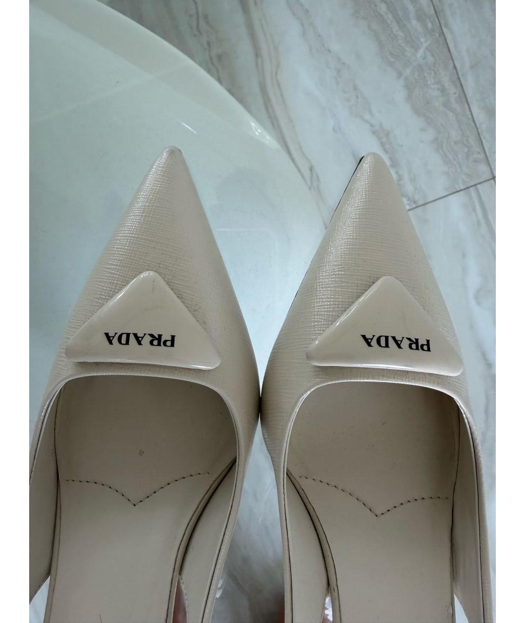 PRADA Бежевые кожаные босоножки, фото 5