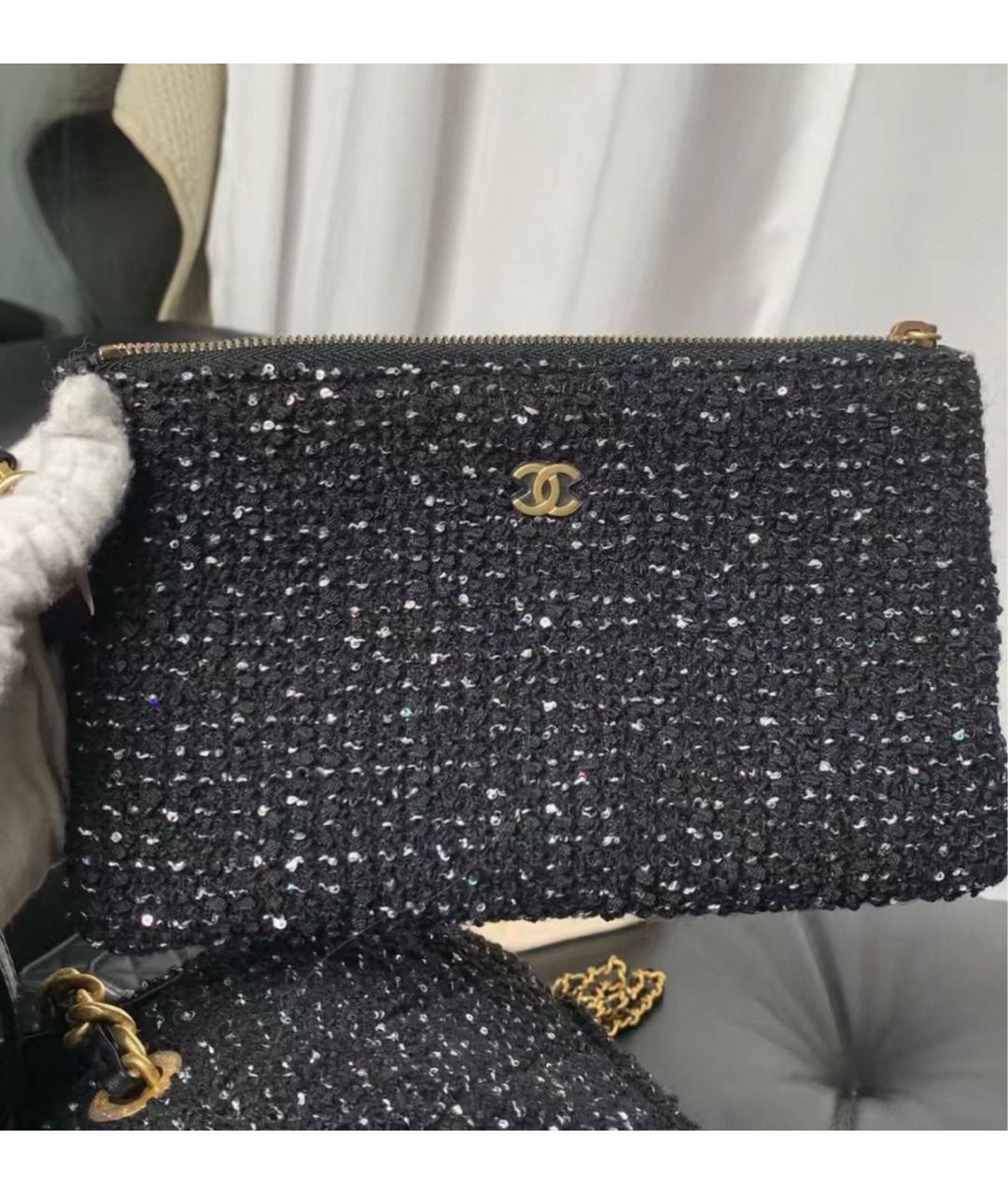 CHANEL Темно-синяя твидовая сумка через плечо, фото 6