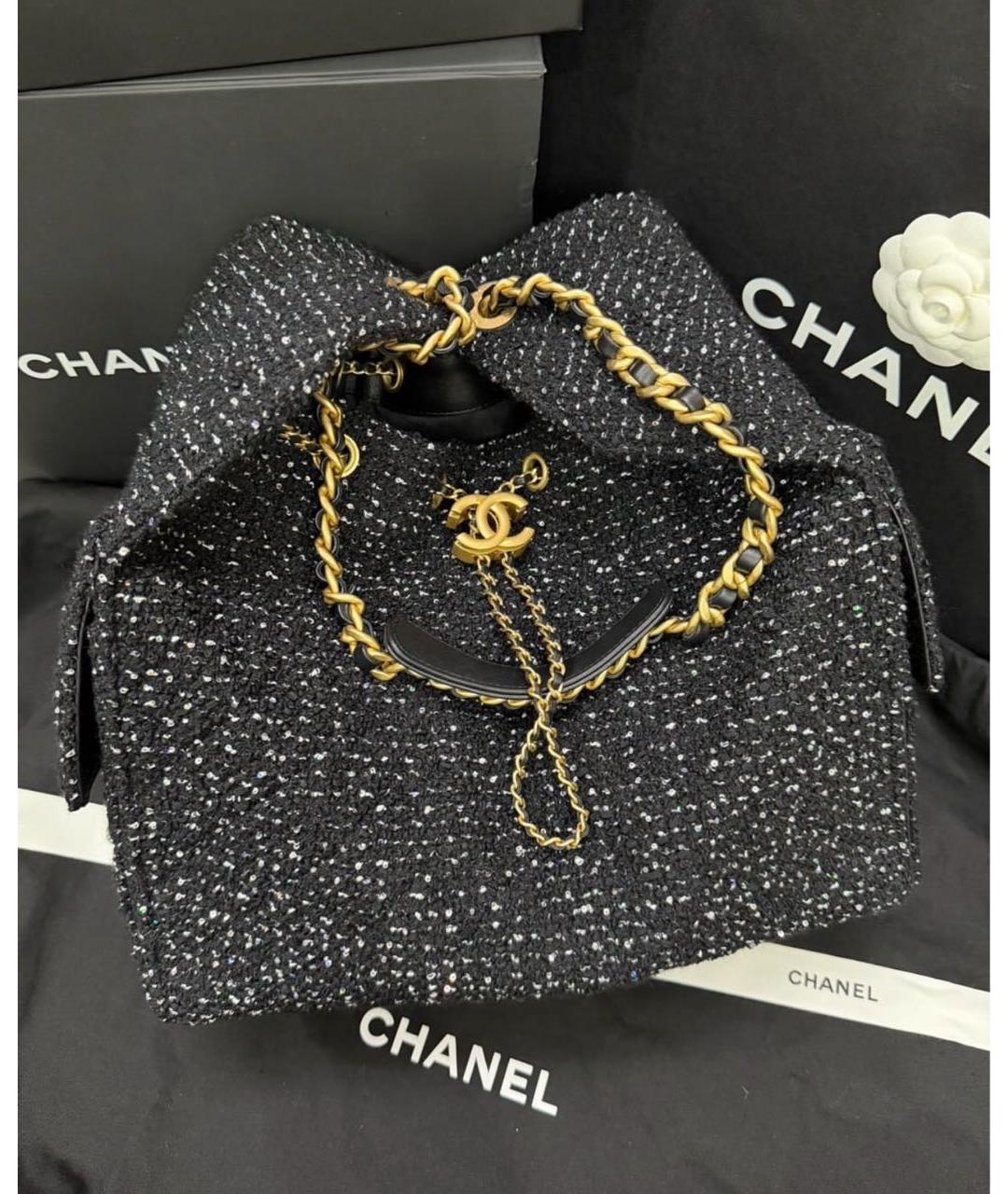 CHANEL Темно-синяя твидовая сумка через плечо, фото 9