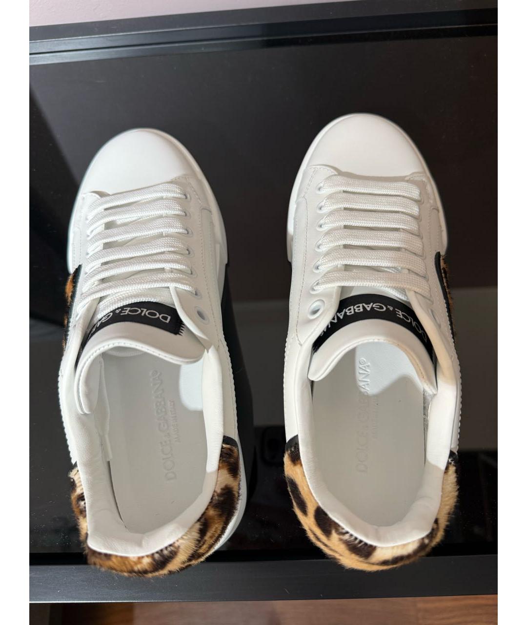 DOLCE&GABBANA Белые кожаные кеды, фото 3