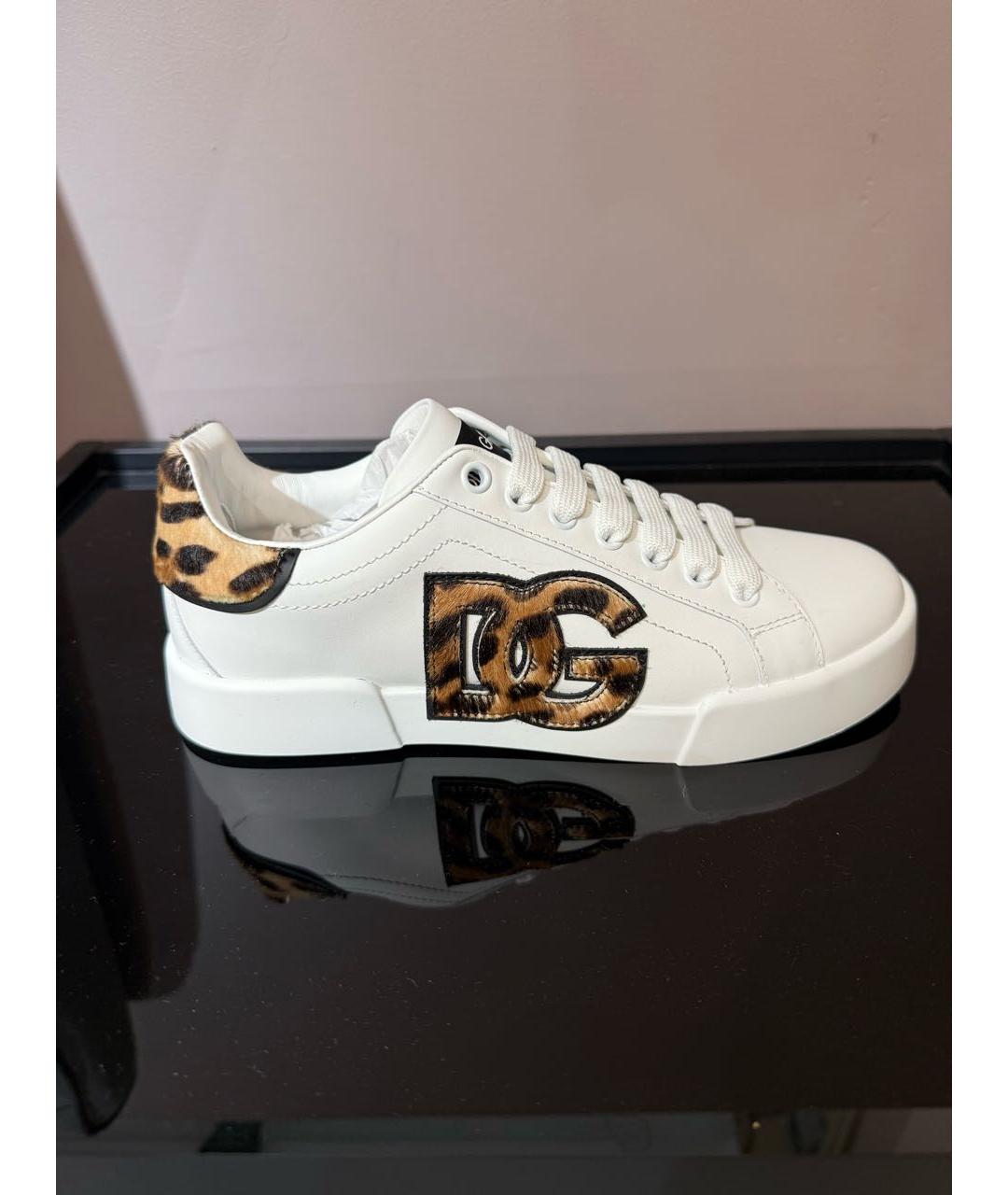 DOLCE&GABBANA Белые кожаные кеды, фото 9