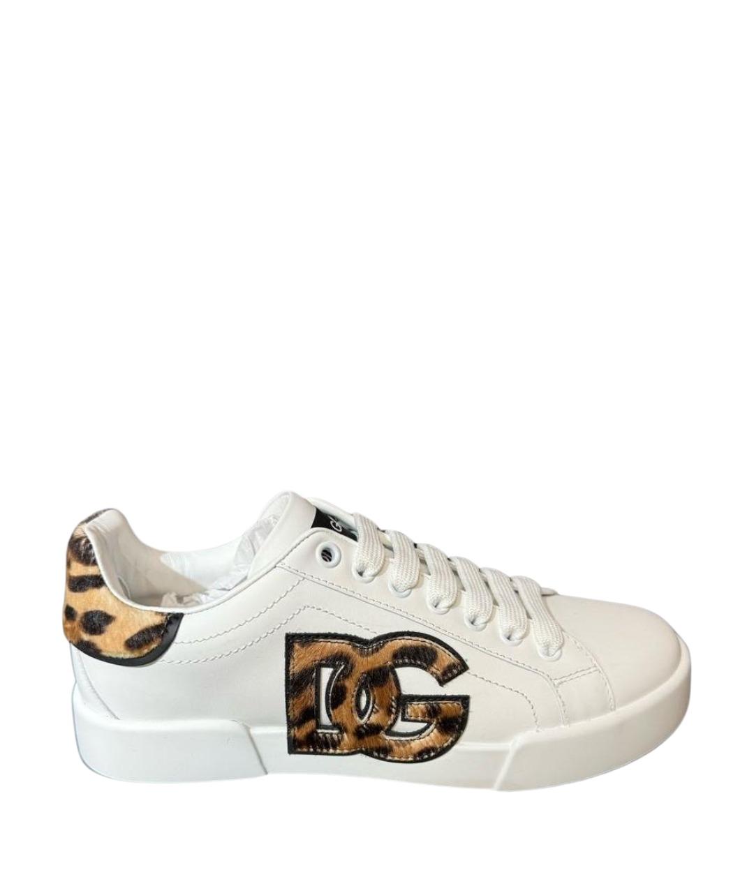 DOLCE&GABBANA Белые кожаные кеды, фото 1