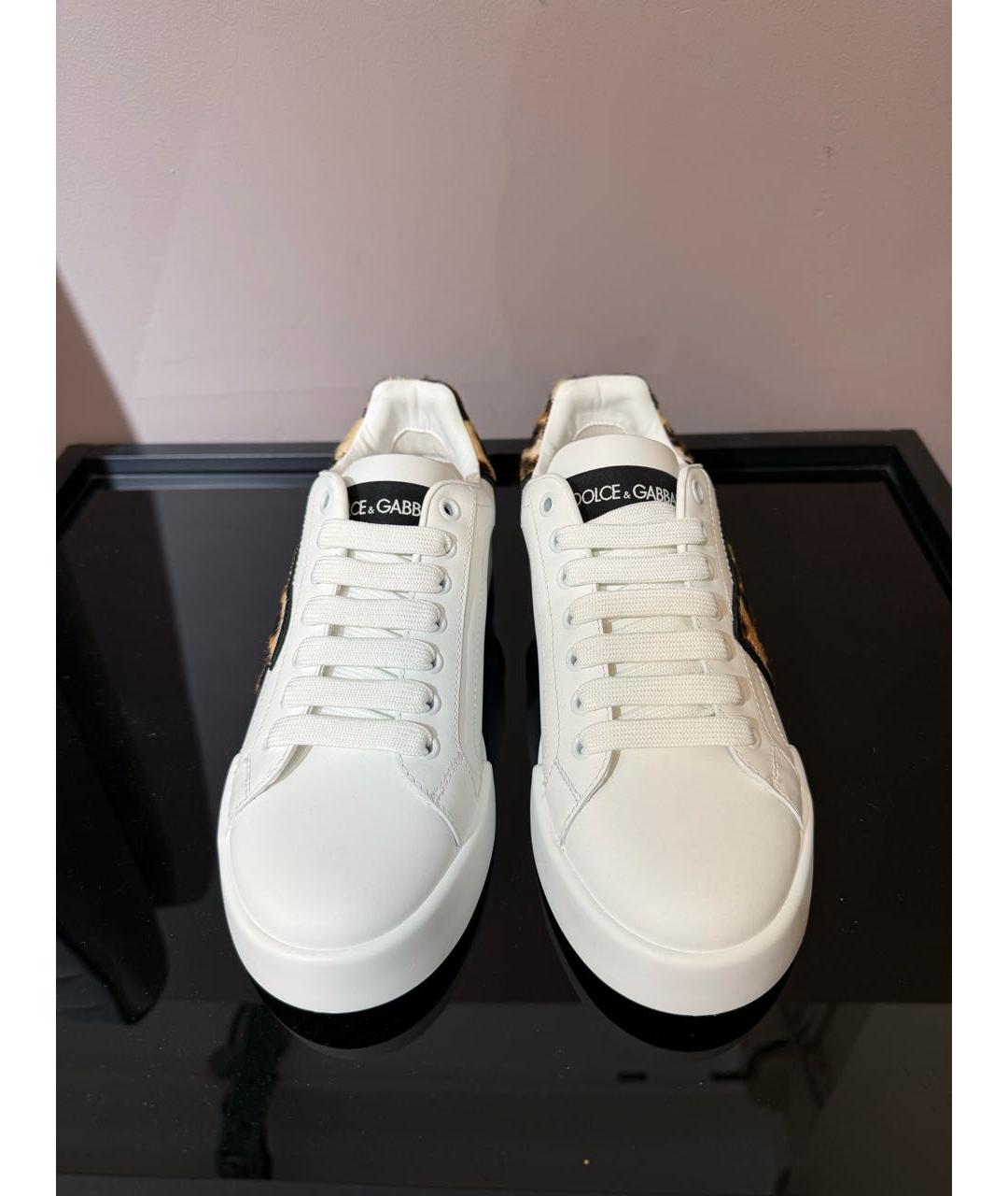 DOLCE&GABBANA Белые кожаные кеды, фото 2
