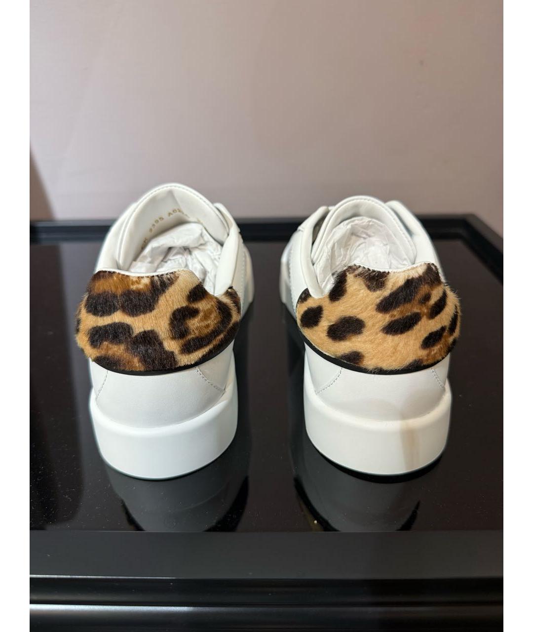 DOLCE&GABBANA Белые кожаные кеды, фото 4