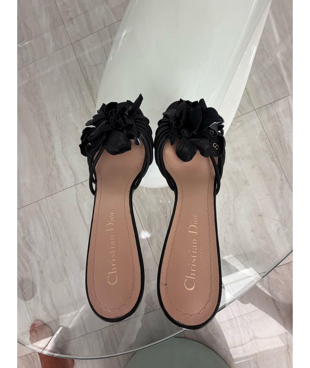 CHRISTIAN DIOR Черные кожаные мюли, фото 3
