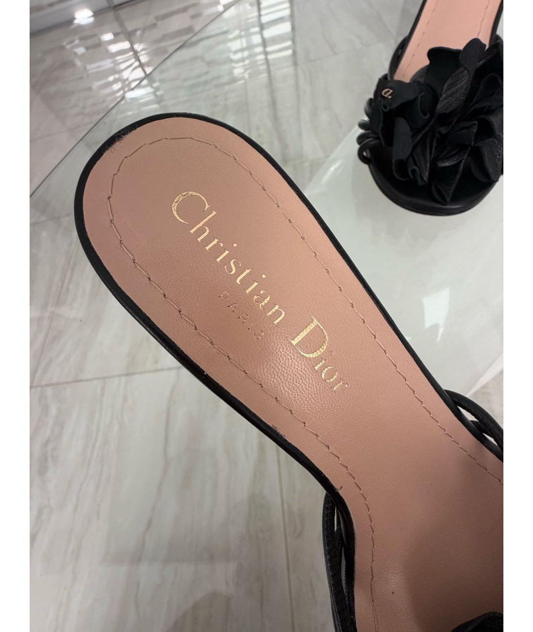 CHRISTIAN DIOR Черные кожаные мюли, фото 8