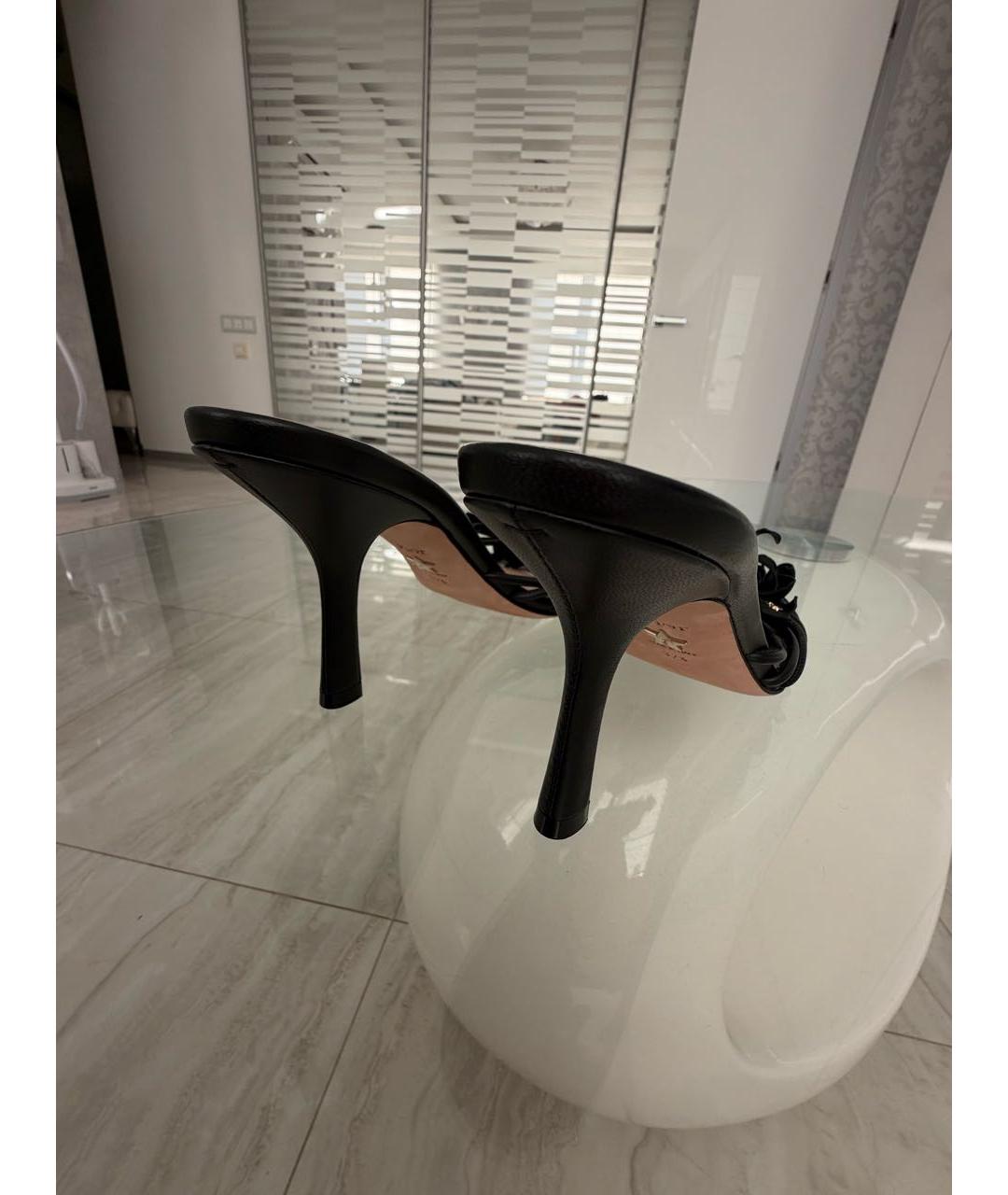 CHRISTIAN DIOR Черные кожаные мюли, фото 4