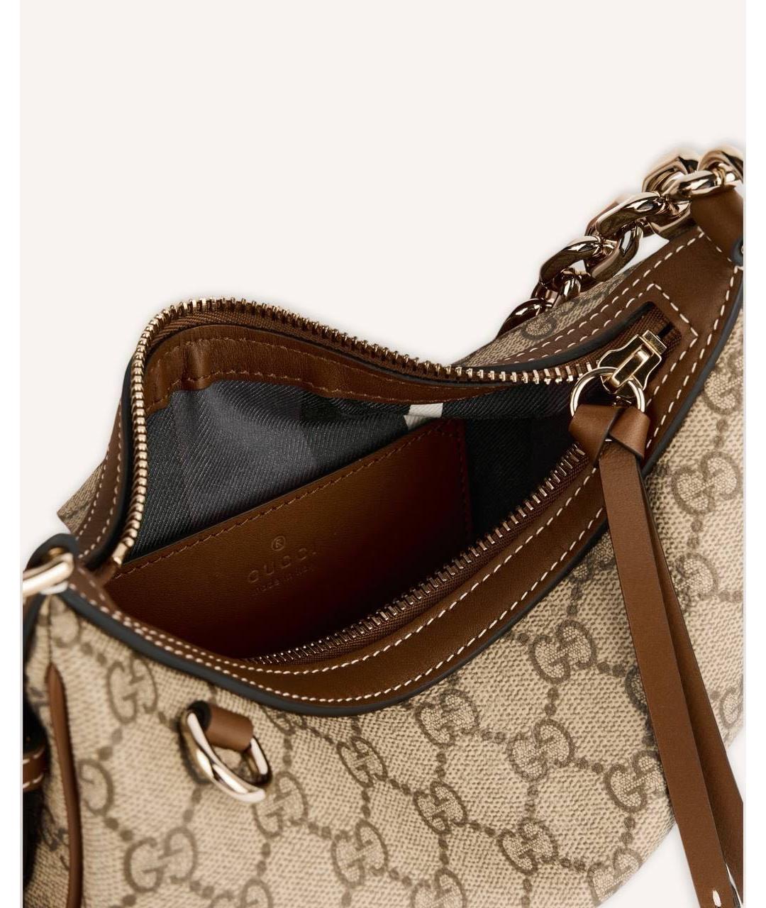 GUCCI Коричневая сумка с короткими ручками из канвы, фото 6