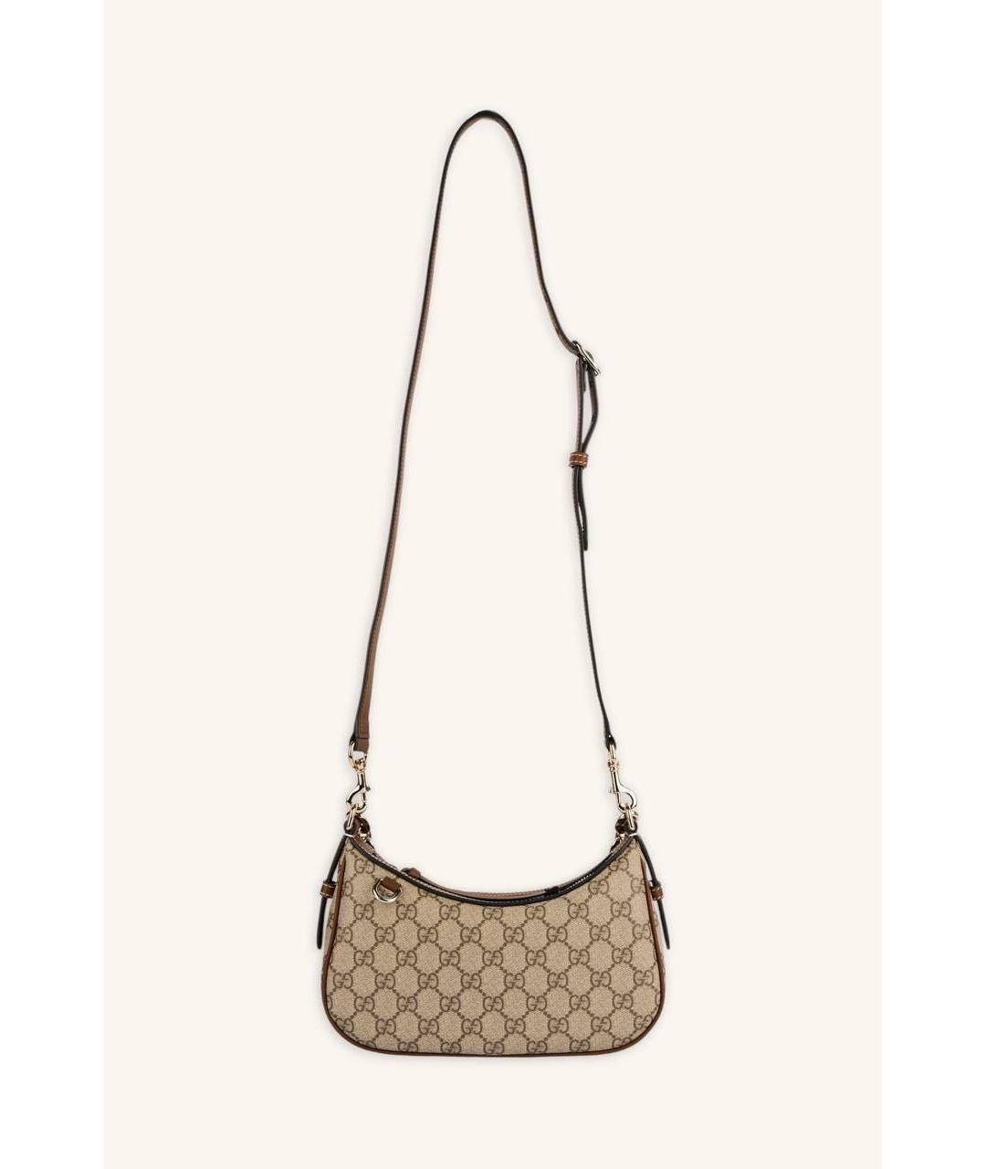 GUCCI Коричневая сумка с короткими ручками из канвы, фото 5