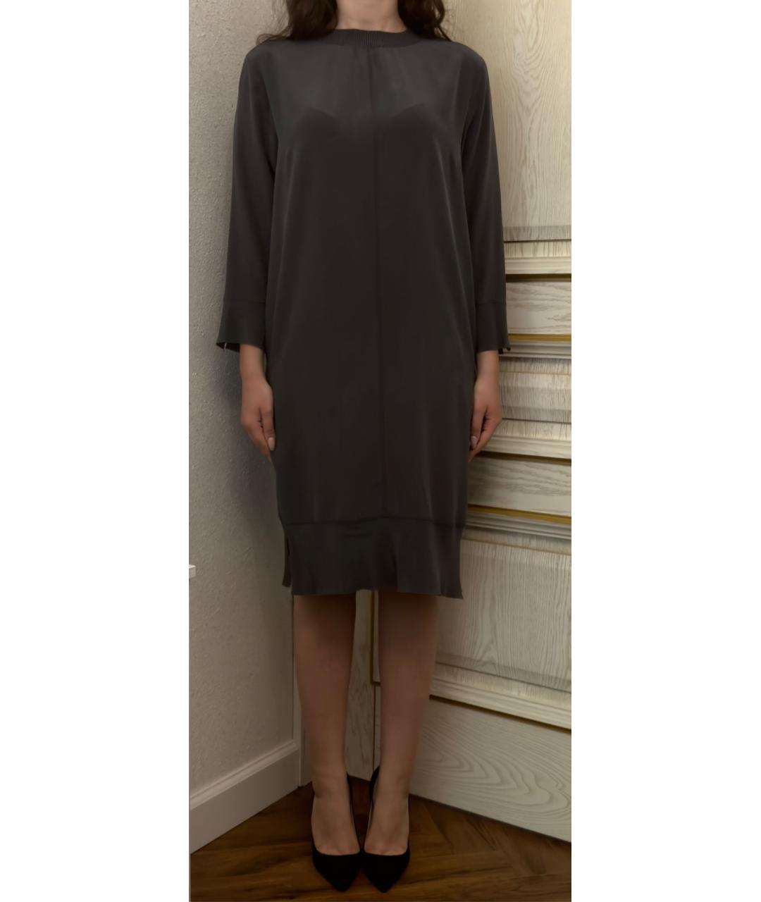 BY MALENE BIRGER Антрацитовое шелковое вечернее платье, фото 3