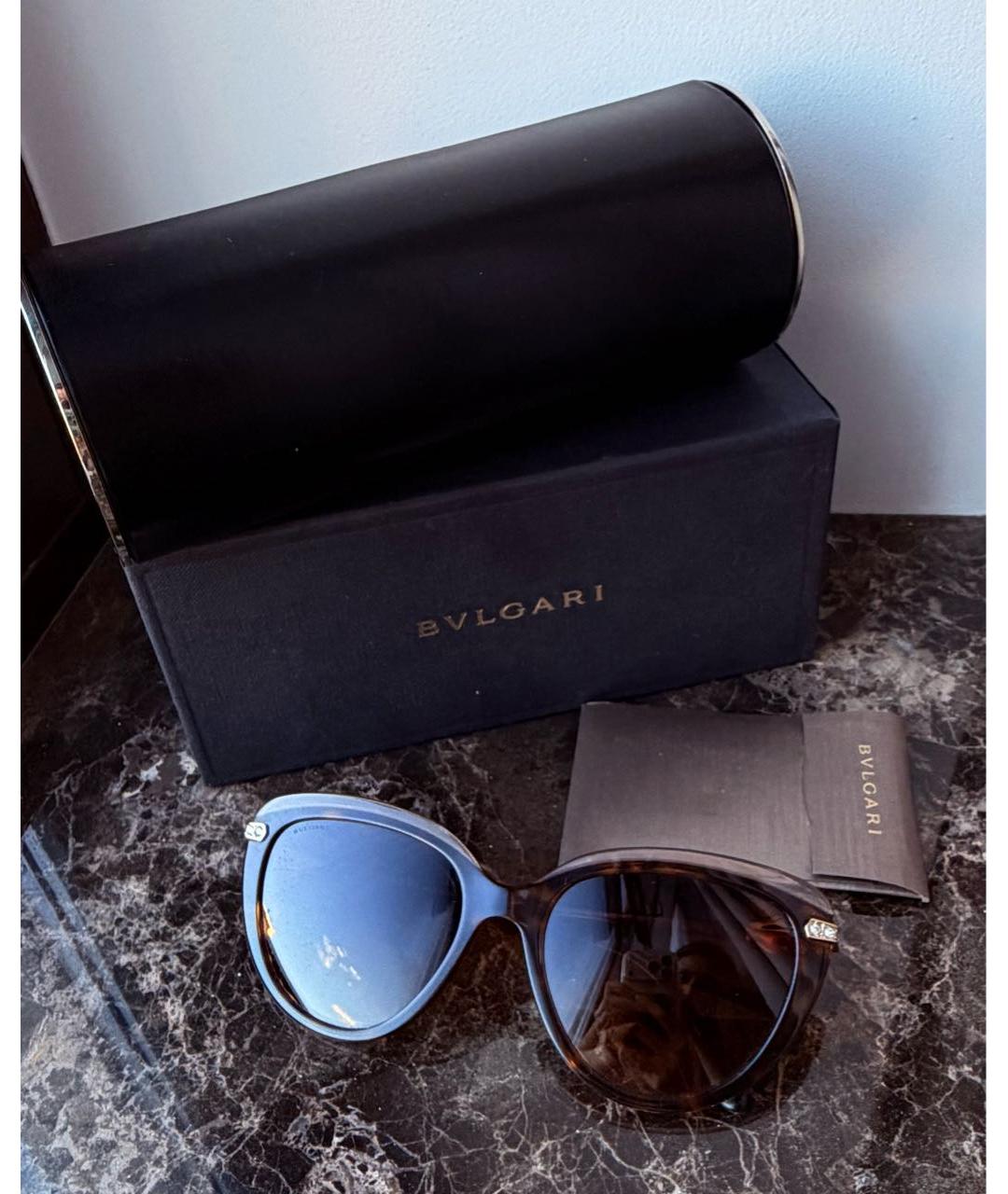 BVLGARI Коричневые пластиковые солнцезащитные очки, фото 4