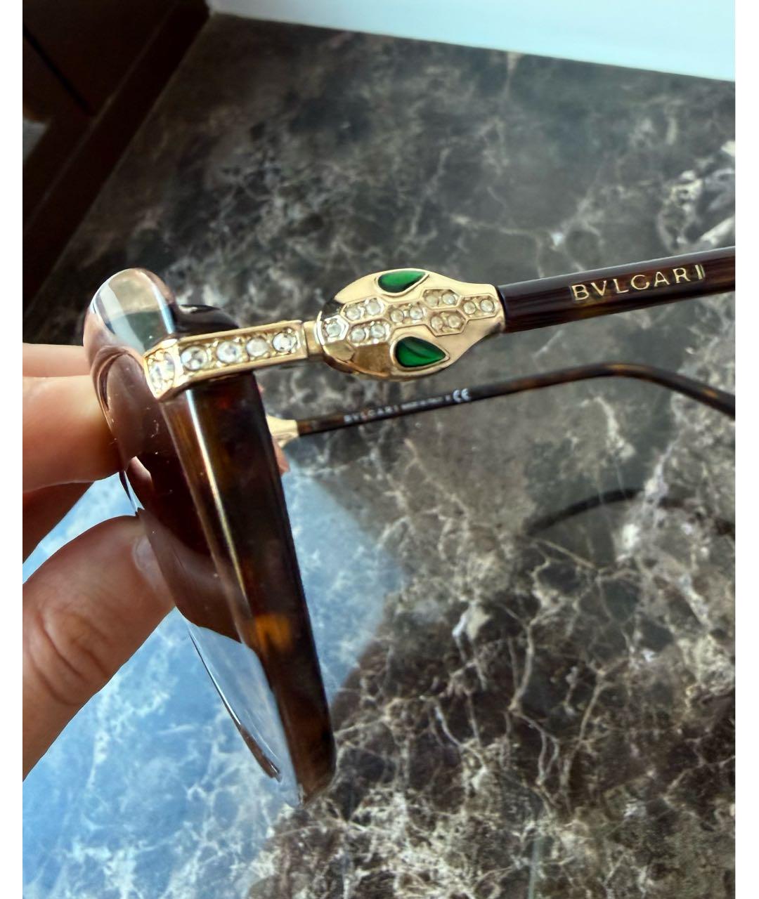 BVLGARI Коричневые пластиковые солнцезащитные очки, фото 3