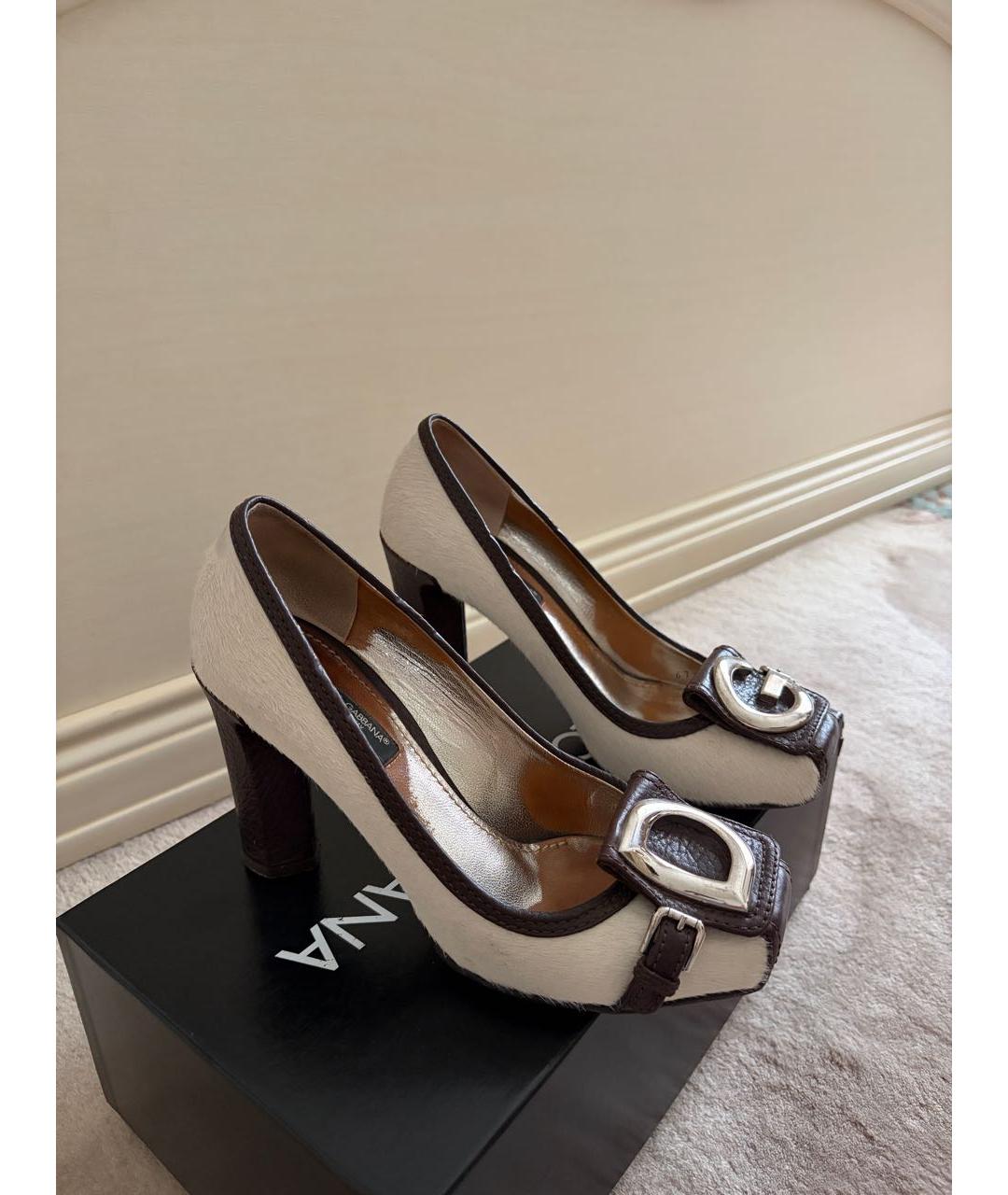 DOLCE&GABBANA Белые кожаные туфли, фото 7