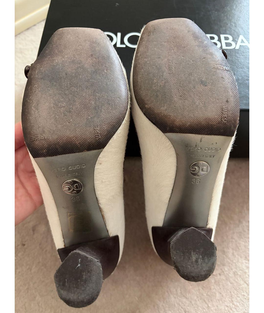 DOLCE&GABBANA Белые кожаные туфли, фото 5