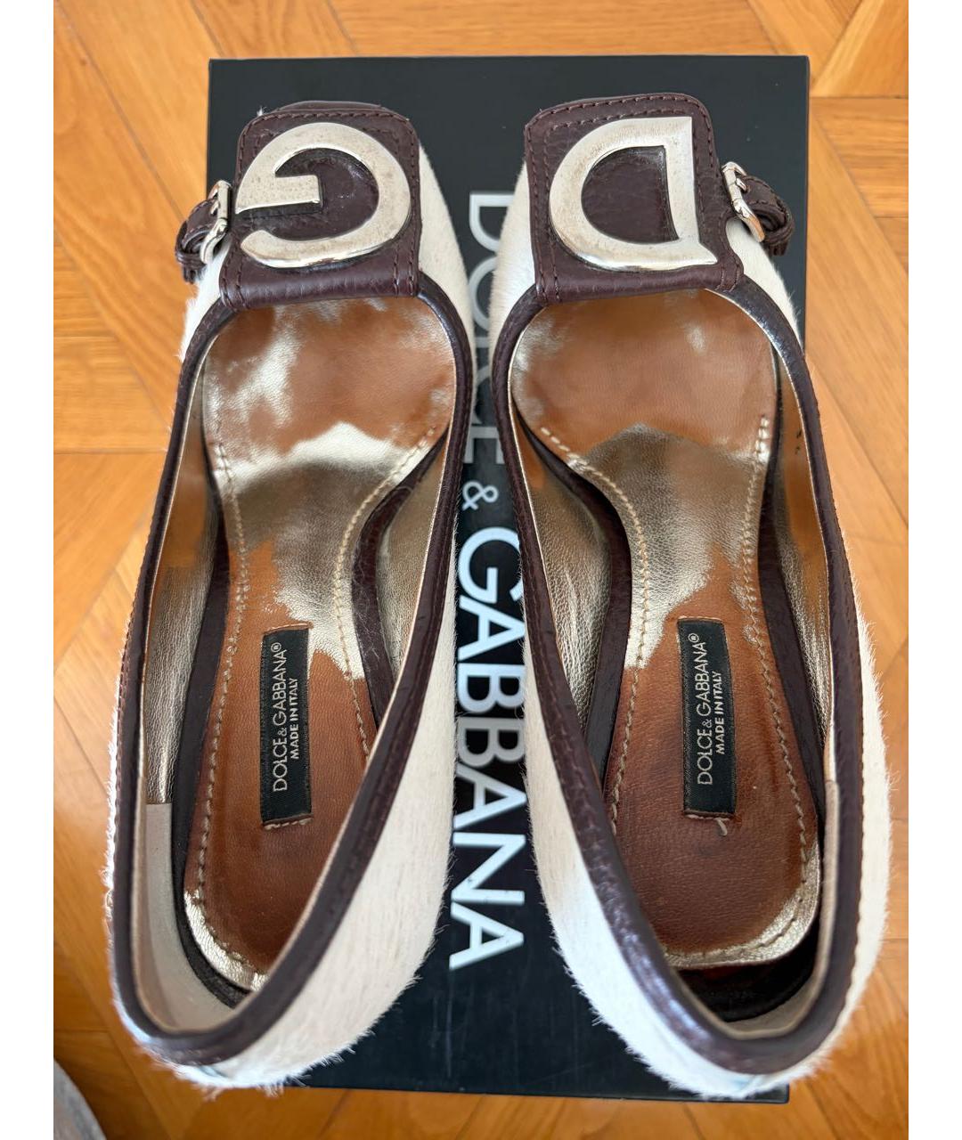 DOLCE&GABBANA Белые кожаные туфли, фото 3