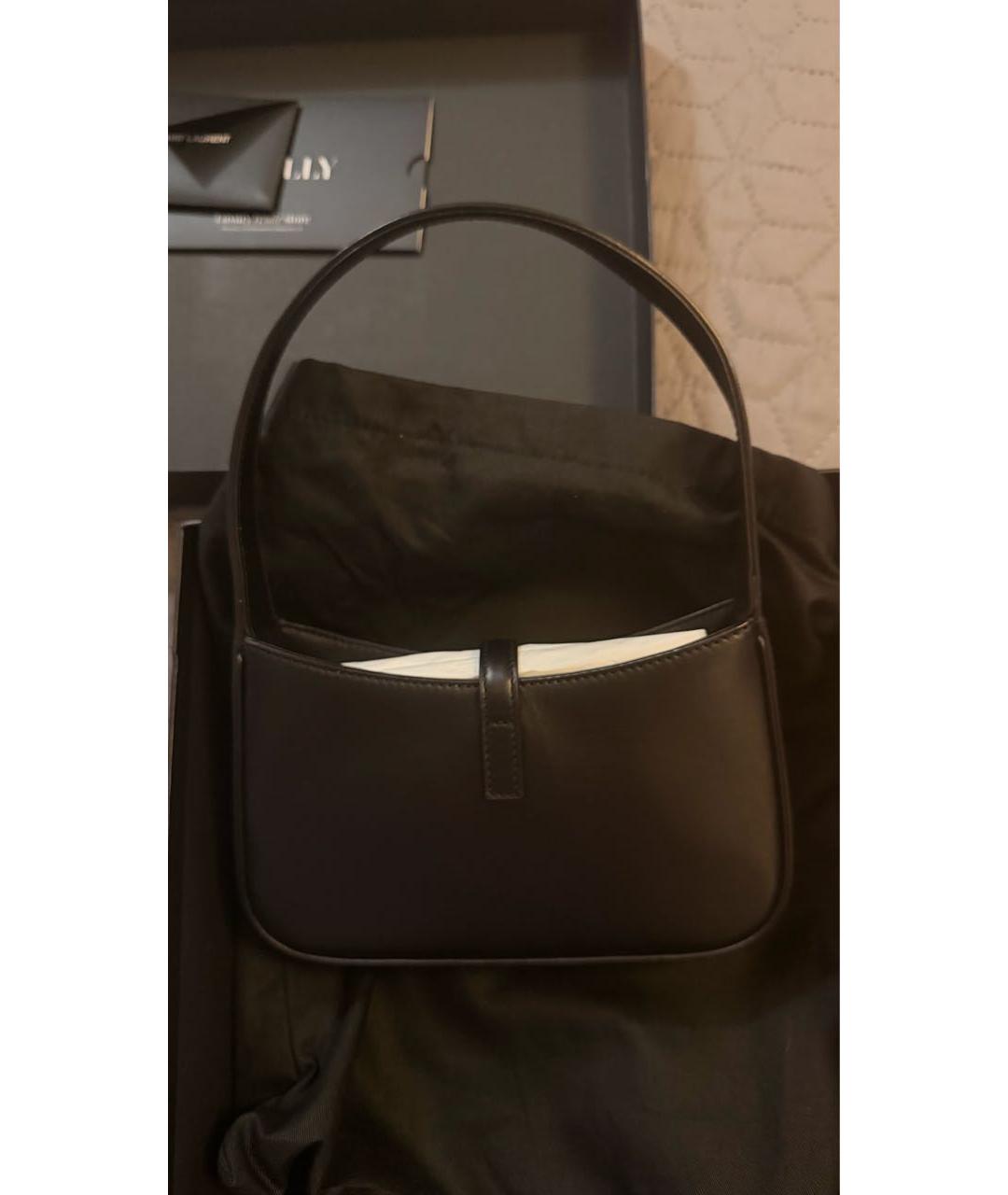 SAINT LAURENT Черная кожаная сумка с короткими ручками, фото 5