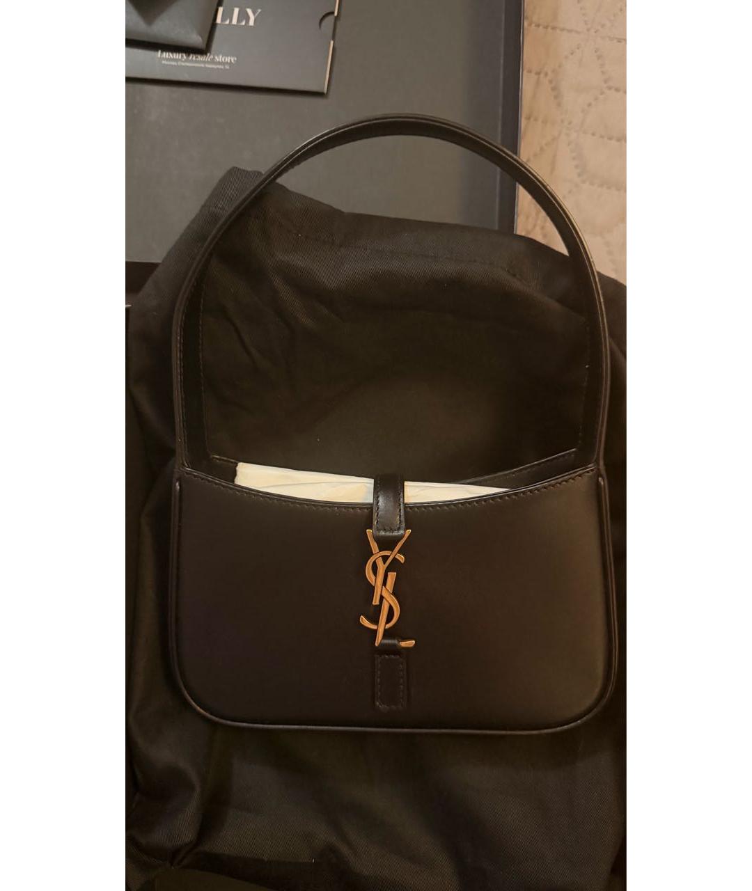 SAINT LAURENT Черная кожаная сумка с короткими ручками, фото 8