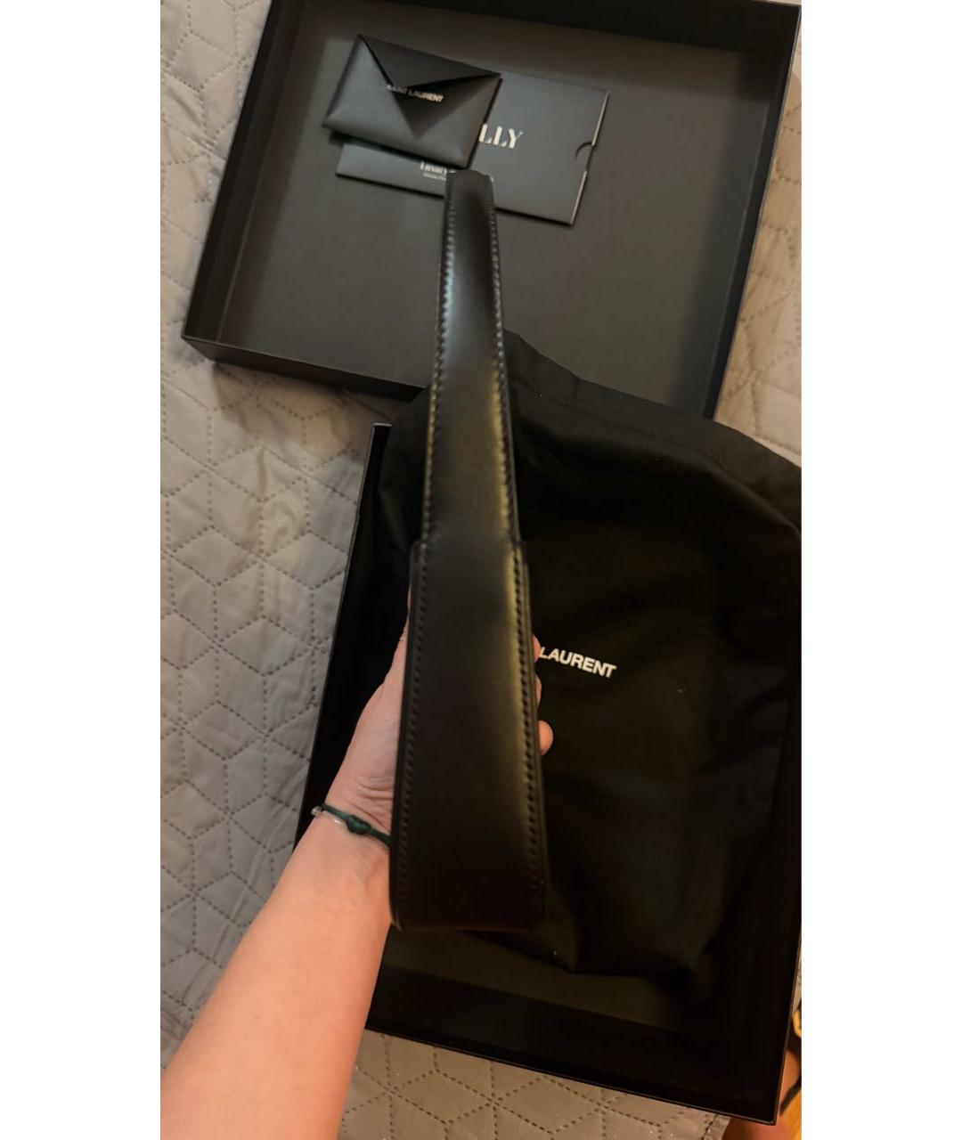 SAINT LAURENT Черная кожаная сумка с короткими ручками, фото 3