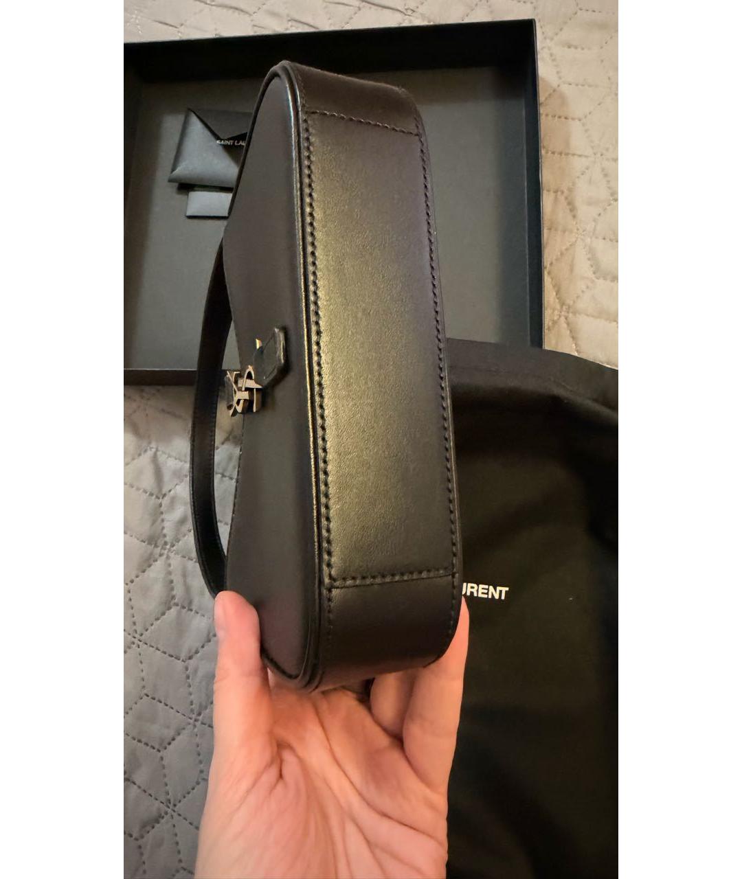 SAINT LAURENT Черная кожаная сумка с короткими ручками, фото 2