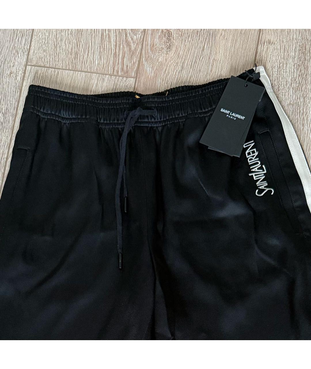 SAINT LAURENT Черные ацетатные повседневные брюки, фото 3