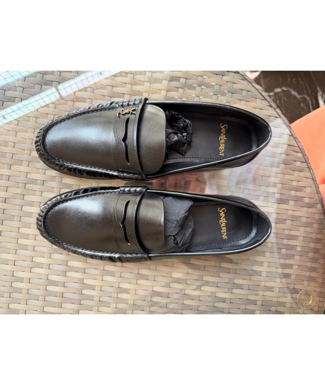 SAINT LAURENT Черные кожаные лоферы, фото 3