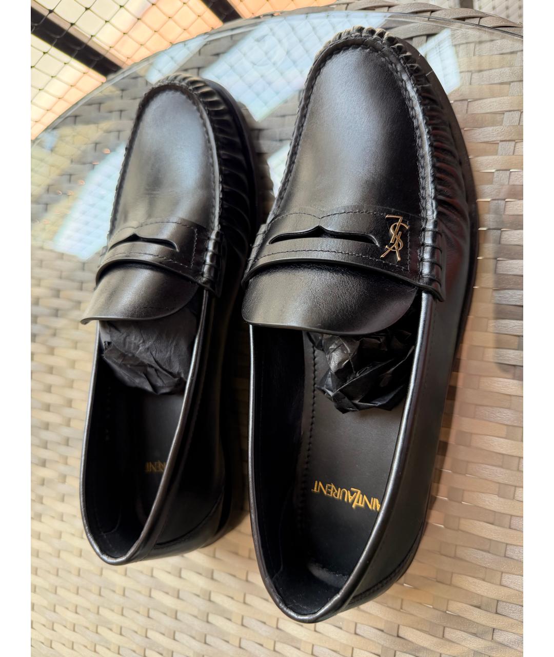 SAINT LAURENT Черные кожаные лоферы, фото 4