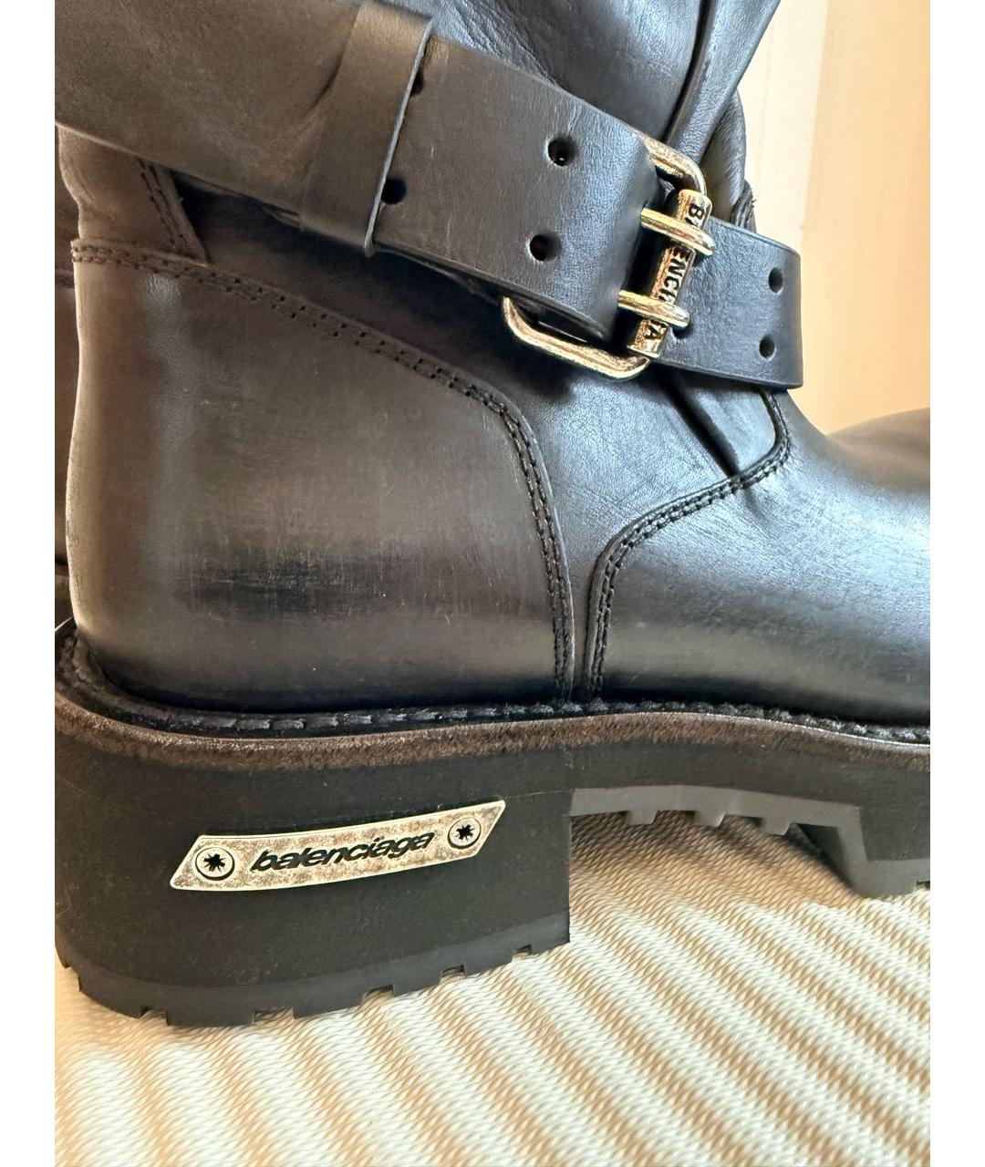 BALENCIAGA Черные кожаные сапоги, фото 3