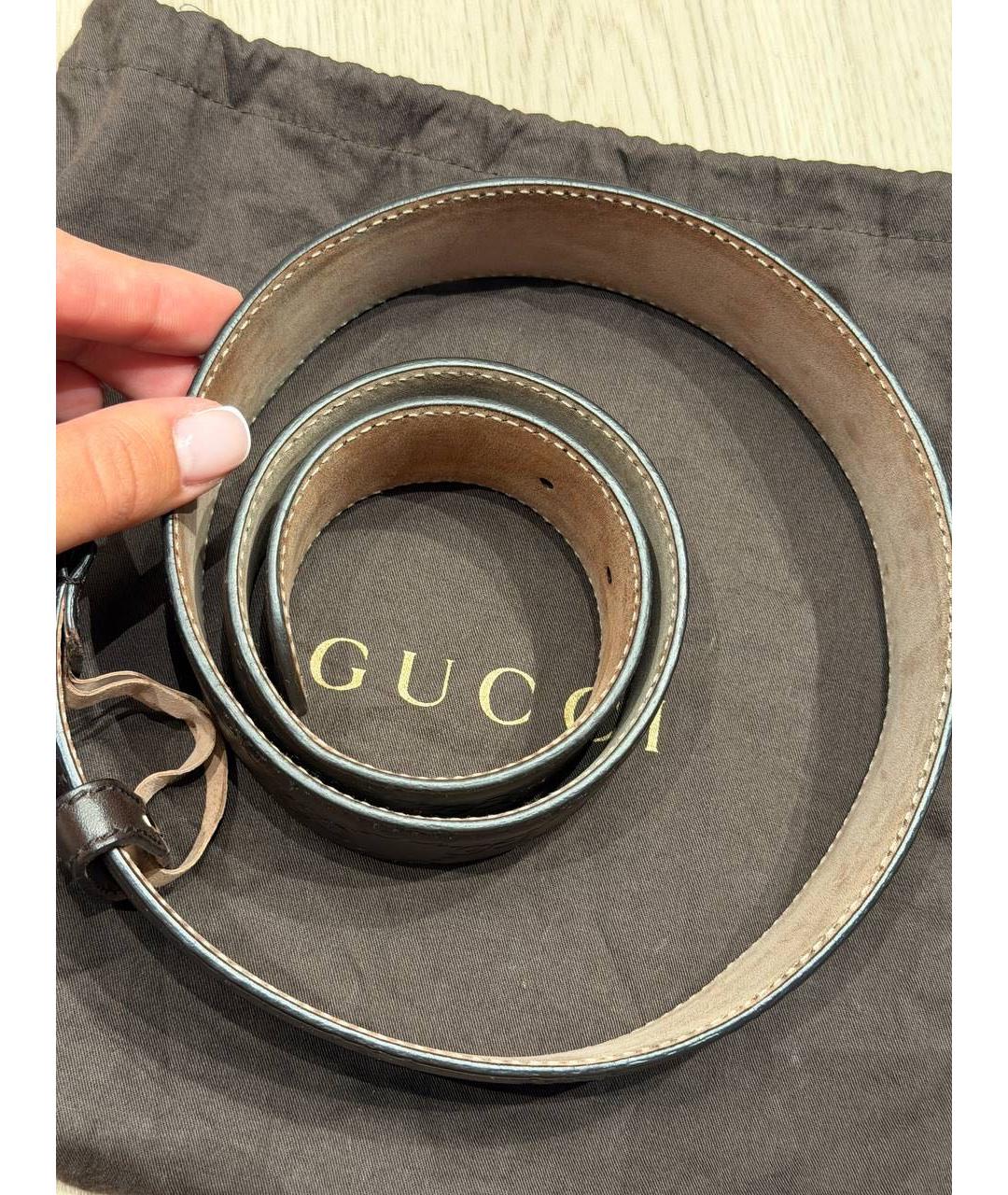 GUCCI Коричневый кожаный ремень, фото 5