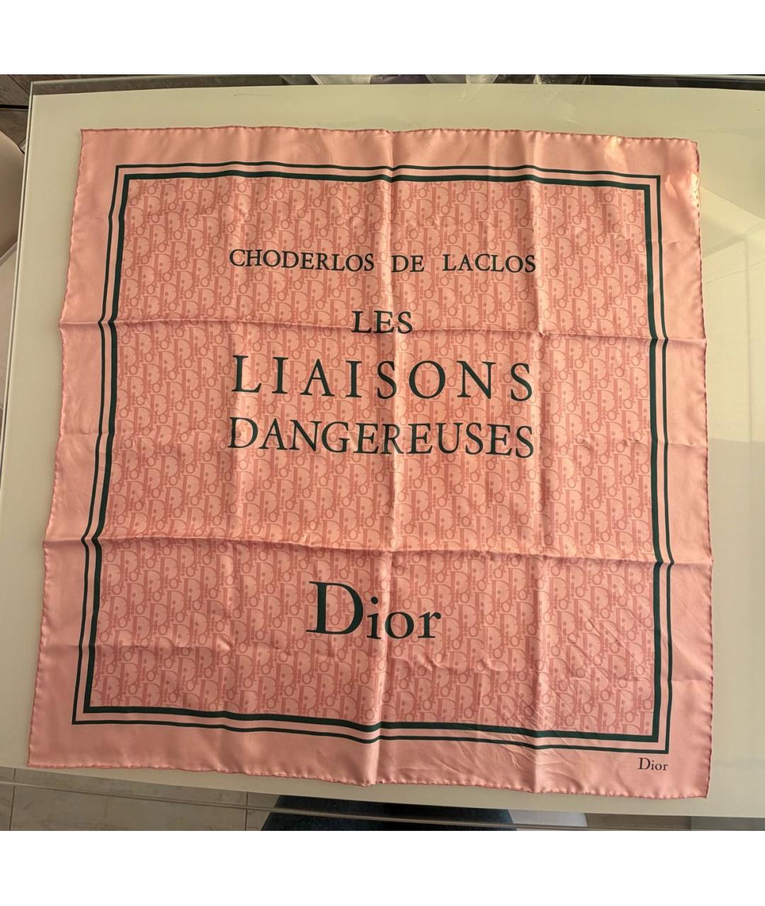 CHRISTIAN DIOR Розовый шелковый платок, фото 7