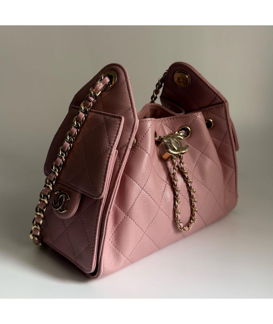 CHANEL Розовая кожаная сумка тоут, фото 2