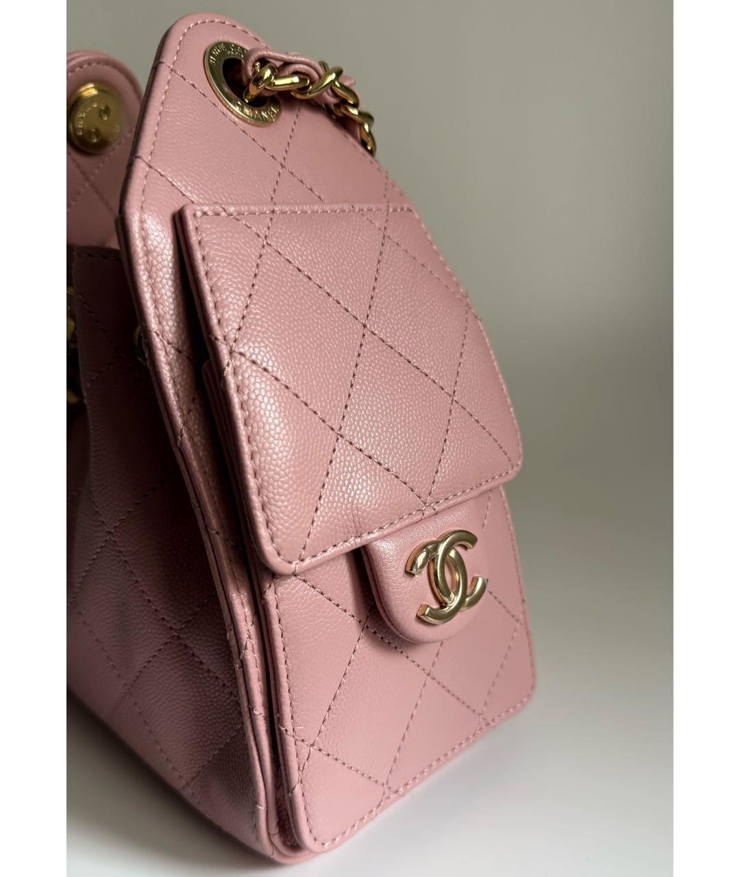 CHANEL Розовая кожаная сумка тоут, фото 8