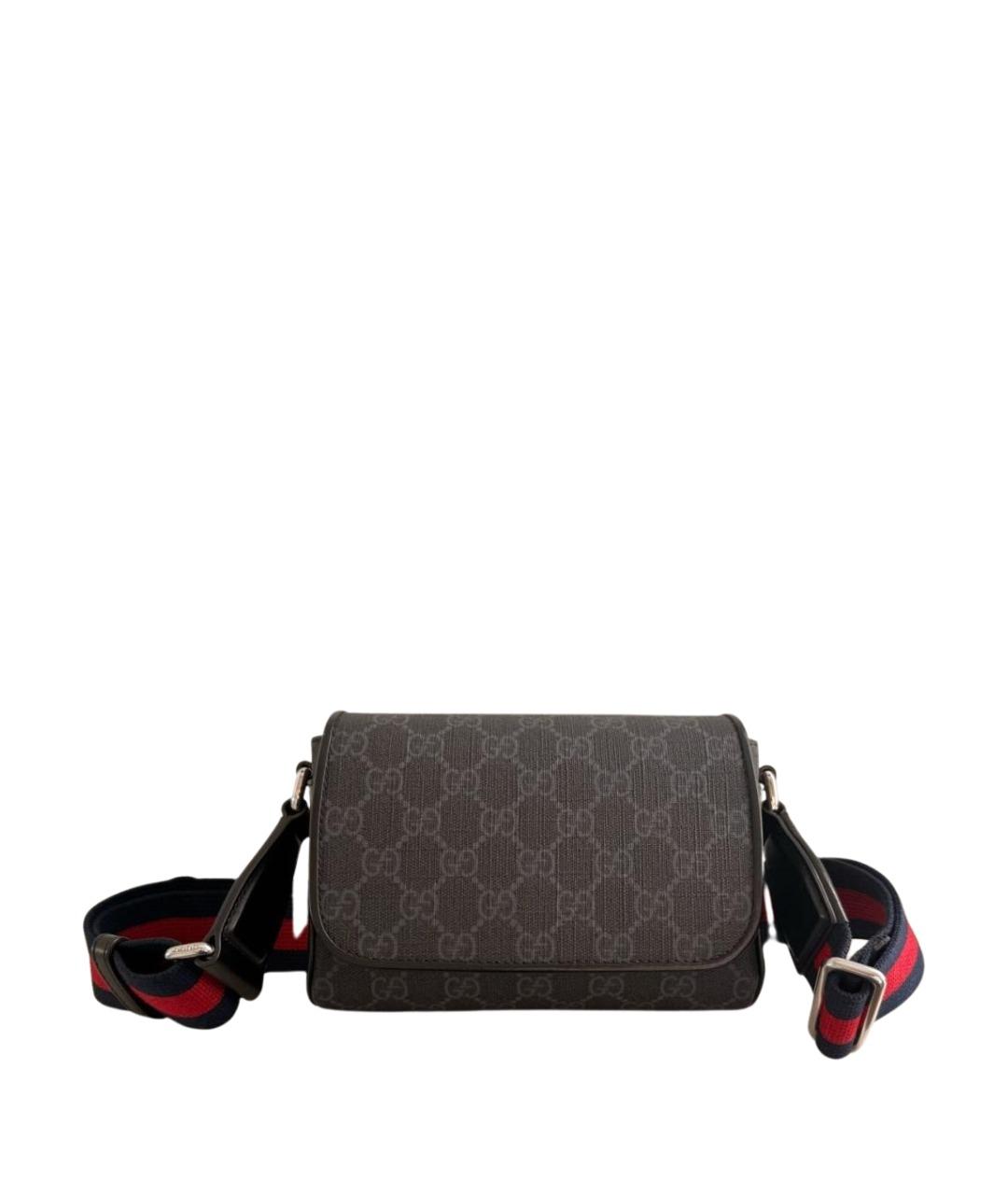 GUCCI Антрацитовая сумка на плечо из канвы, фото 1