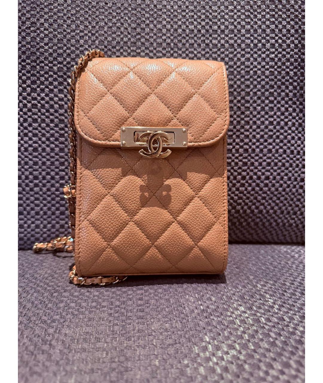 CHANEL Бежевая кожаная сумка через плечо, фото 9