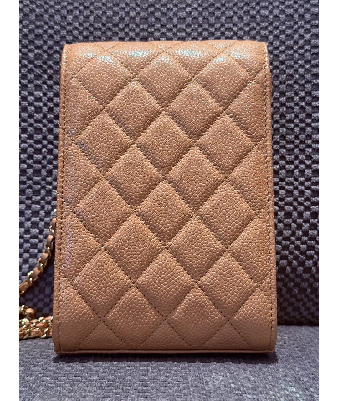 CHANEL Бежевая кожаная сумка через плечо, фото 3