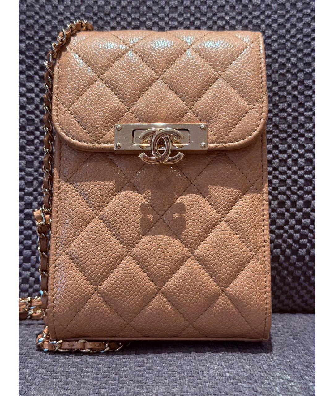 CHANEL Бежевая кожаная сумка через плечо, фото 2