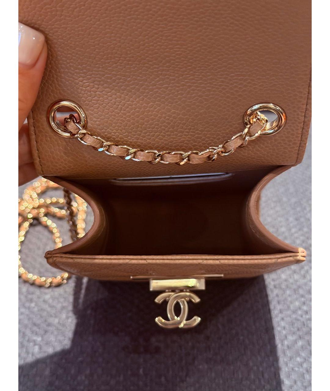 CHANEL Бежевая кожаная сумка через плечо, фото 8