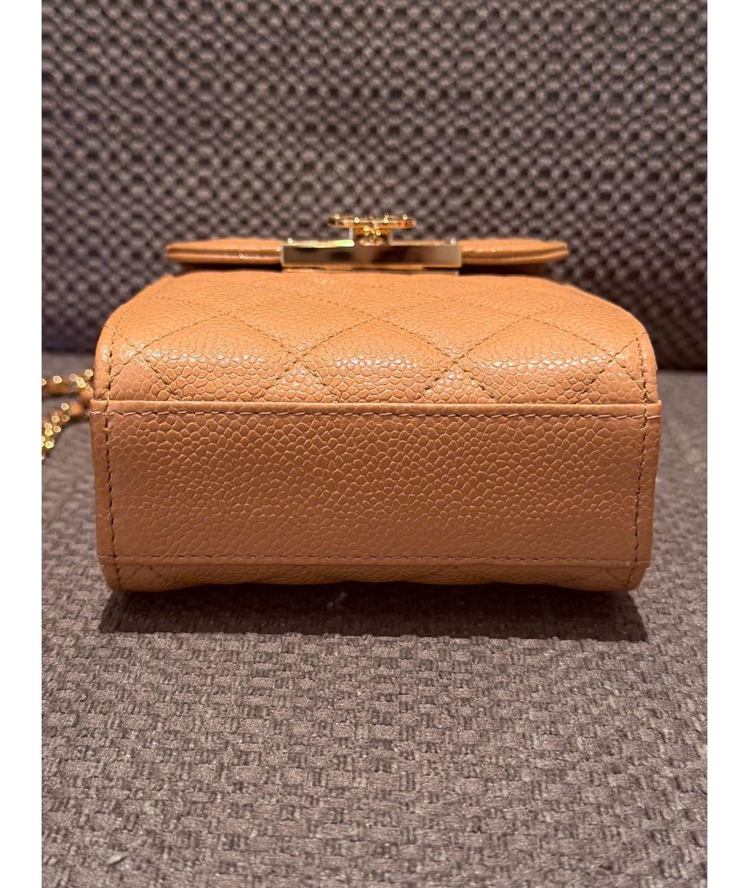 CHANEL Бежевая кожаная сумка через плечо, фото 6