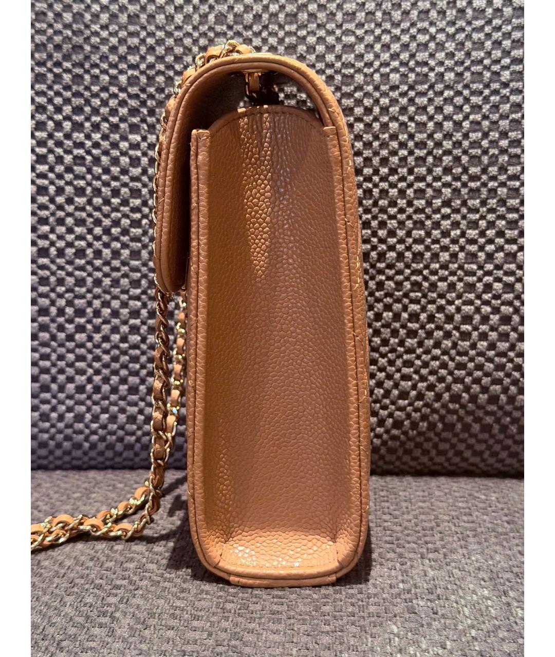 CHANEL Бежевая кожаная сумка через плечо, фото 5