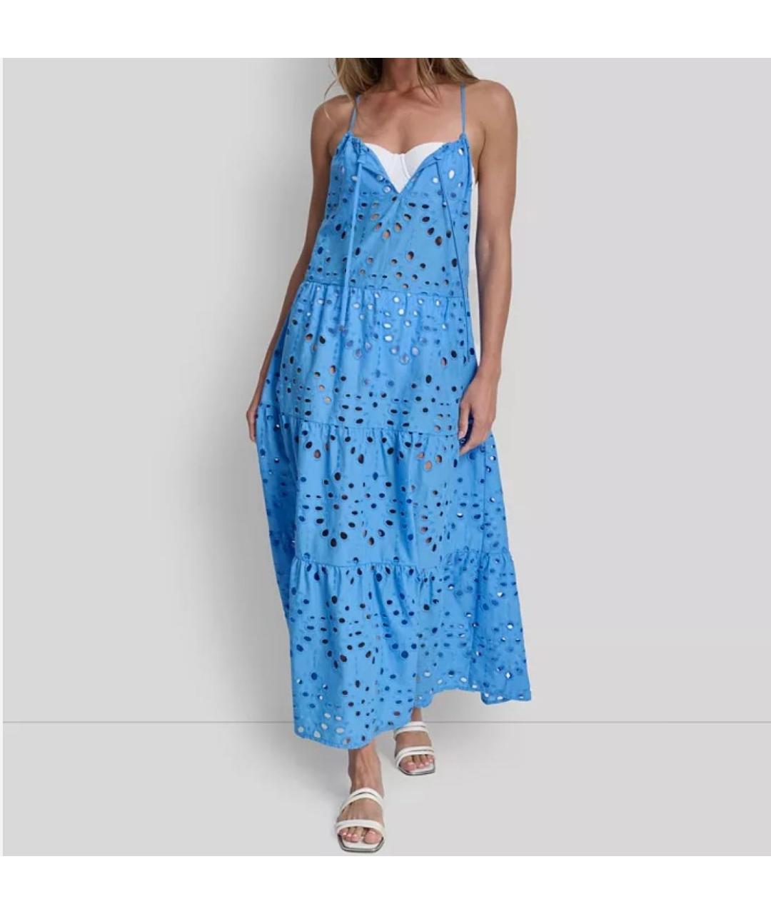DKNY Голубая хлопковая туника, фото 7
