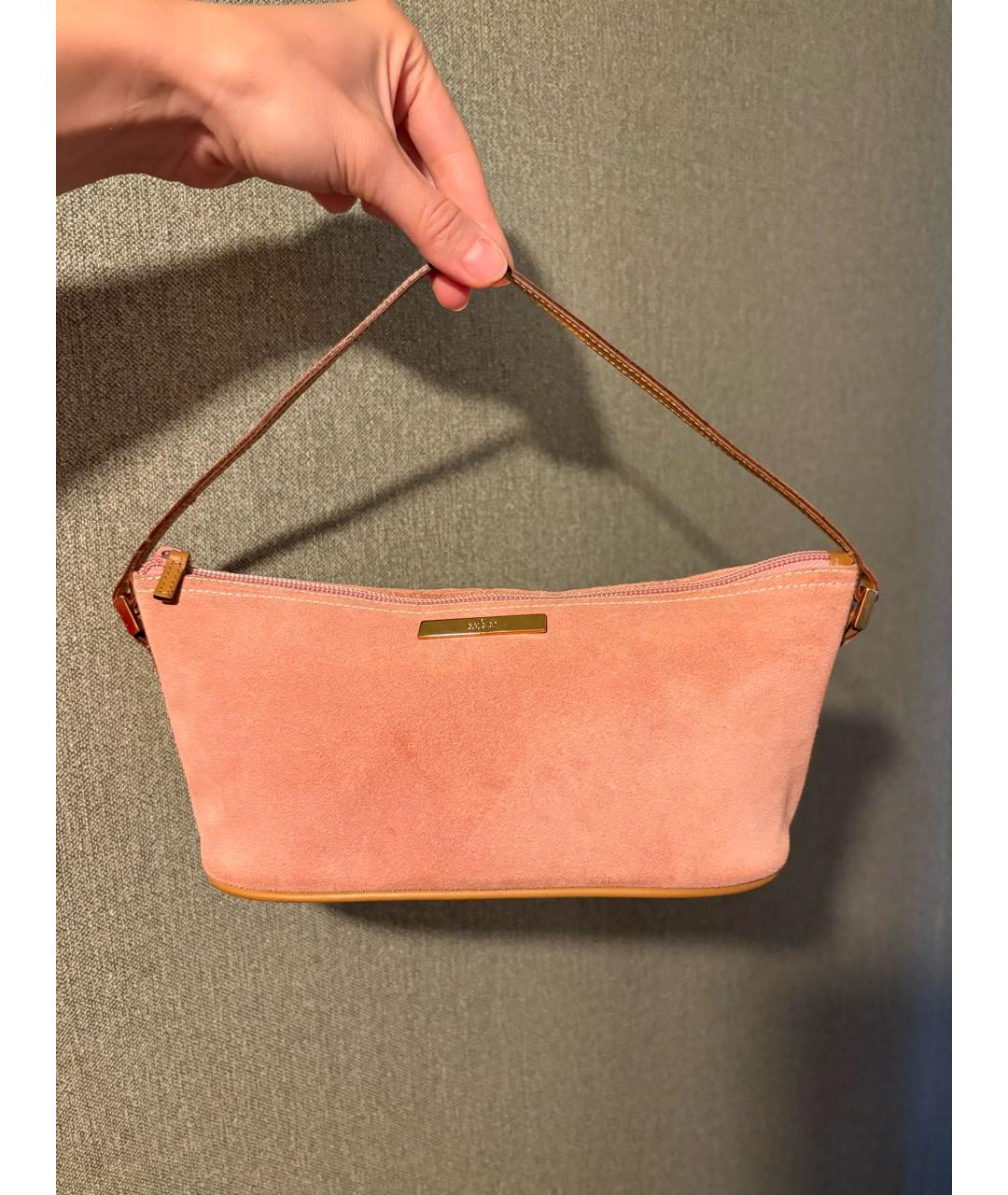 GUCCI Розовая замшевая сумка с короткими ручками, фото 9
