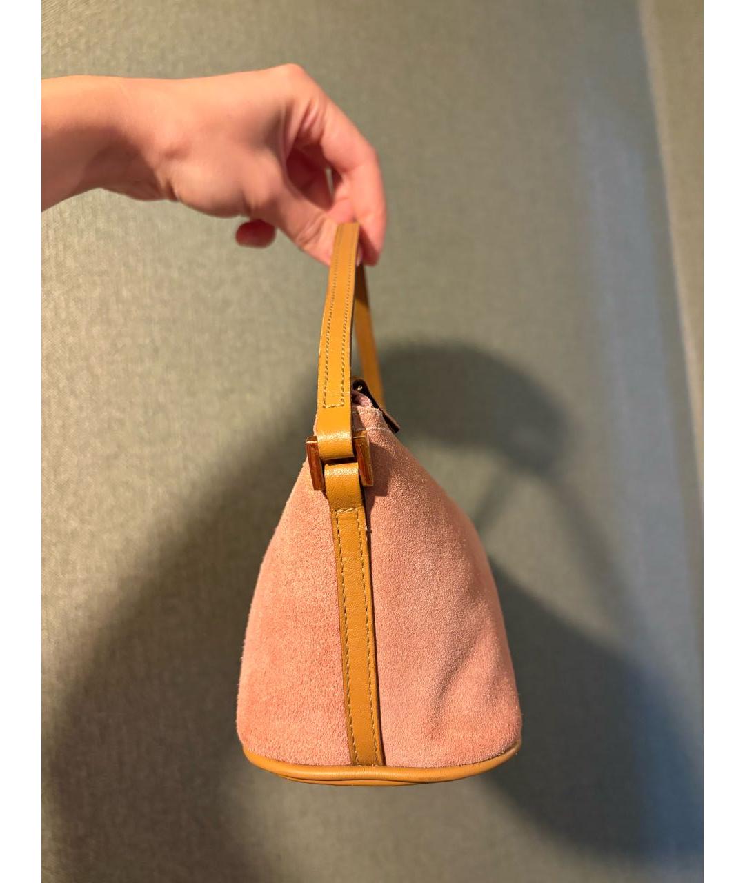 GUCCI Розовая замшевая сумка с короткими ручками, фото 4