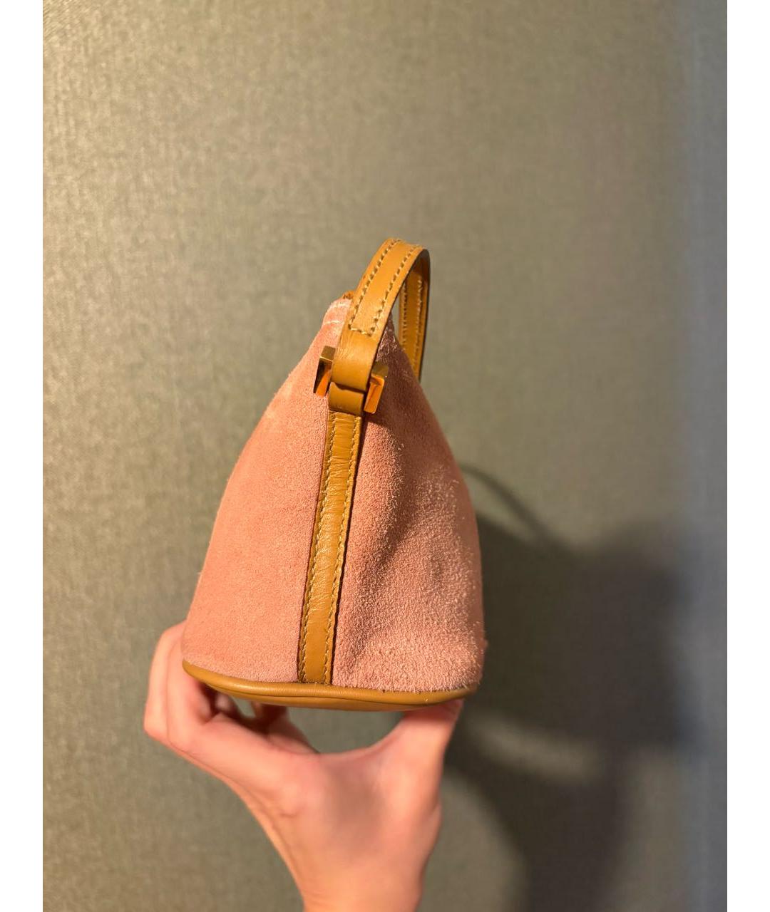GUCCI Розовая замшевая сумка с короткими ручками, фото 3