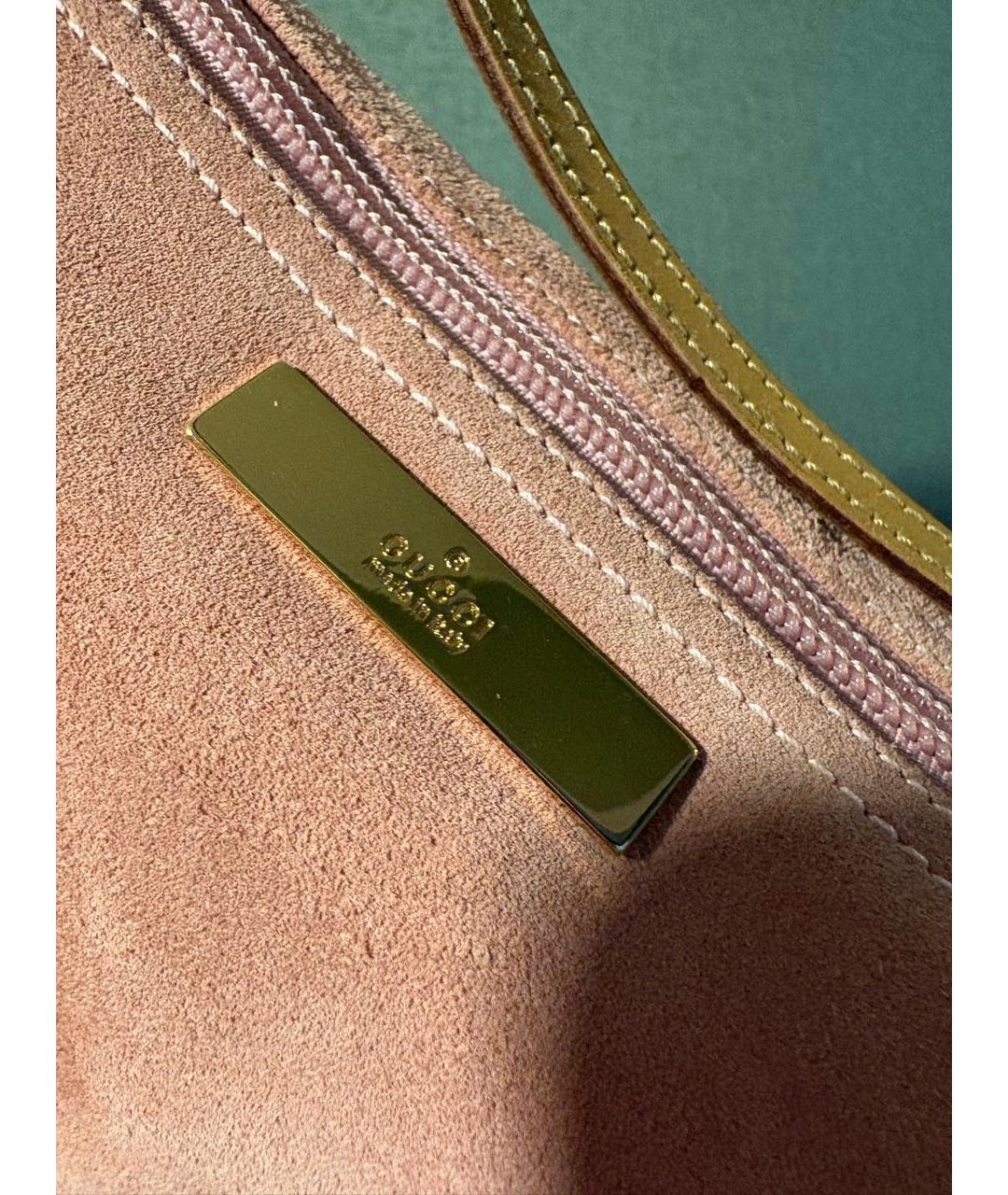 GUCCI Розовая замшевая сумка с короткими ручками, фото 7