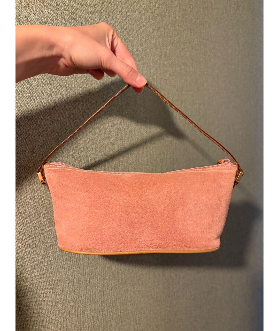 GUCCI Розовая замшевая сумка с короткими ручками, фото 2