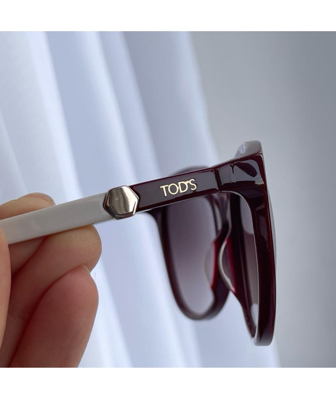 TOD'S Бордовые пластиковые солнцезащитные очки, фото 3