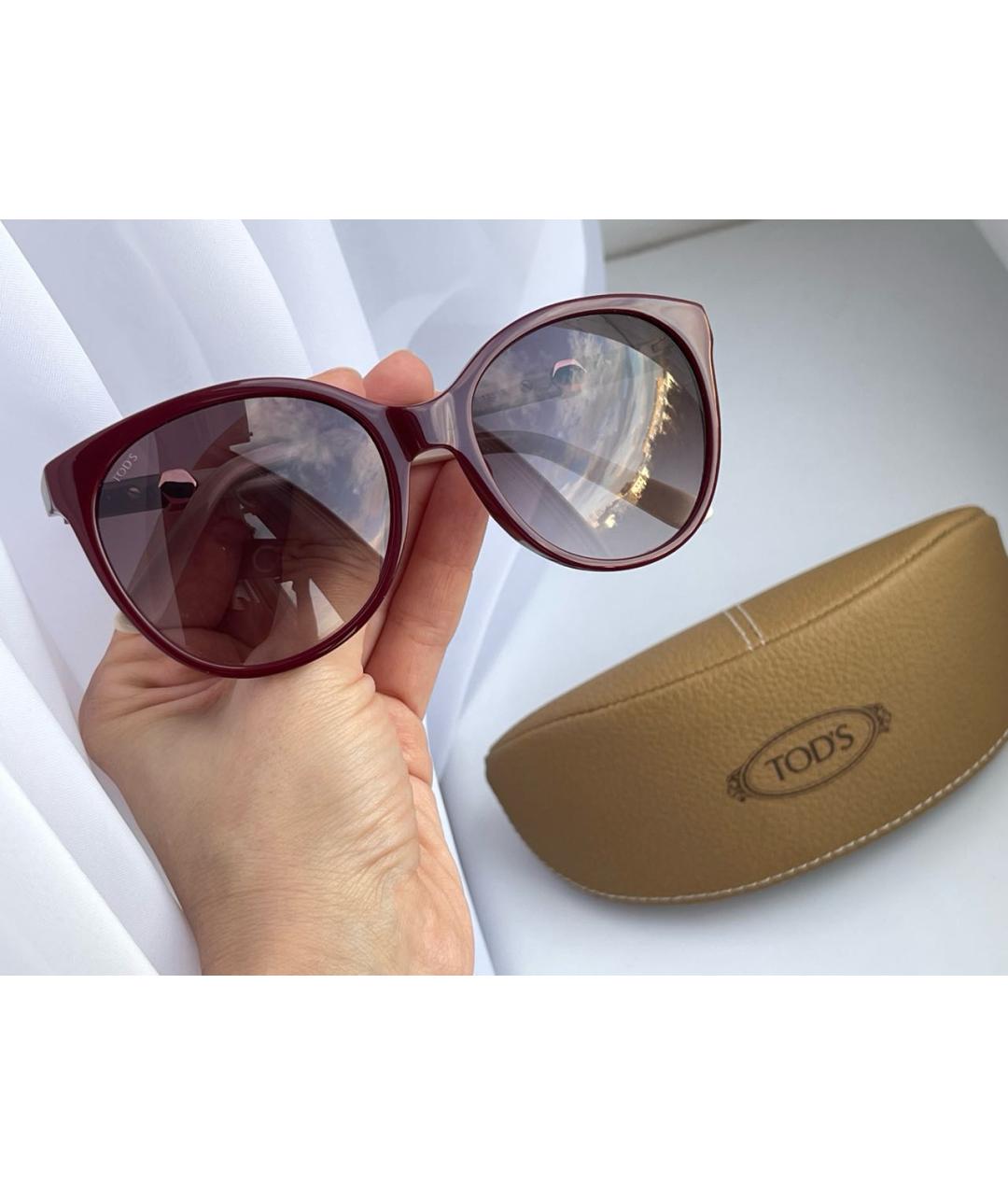 TOD'S Бордовые пластиковые солнцезащитные очки, фото 5